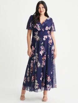 Scarlett & Jo Isabelle Flower Maxi Dress, Blue/Multi, Blue/Multi