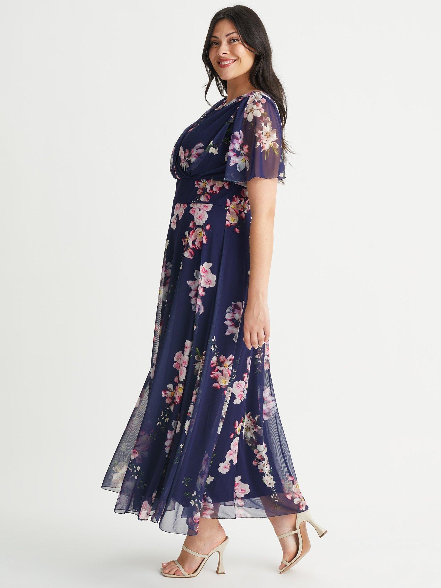 Product image 3 of 4, which shows Scarlett & Jo Isabelle Flower Maxi Dress, Blue/Multi, 12