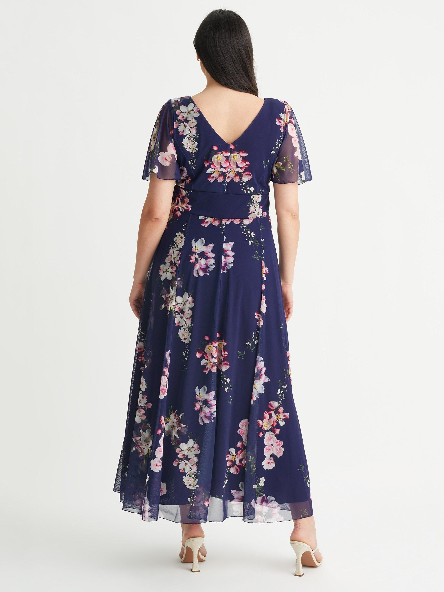 Product image 4 of 4, which shows Scarlett & Jo Isabelle Flower Maxi Dress, Blue/Multi, 12