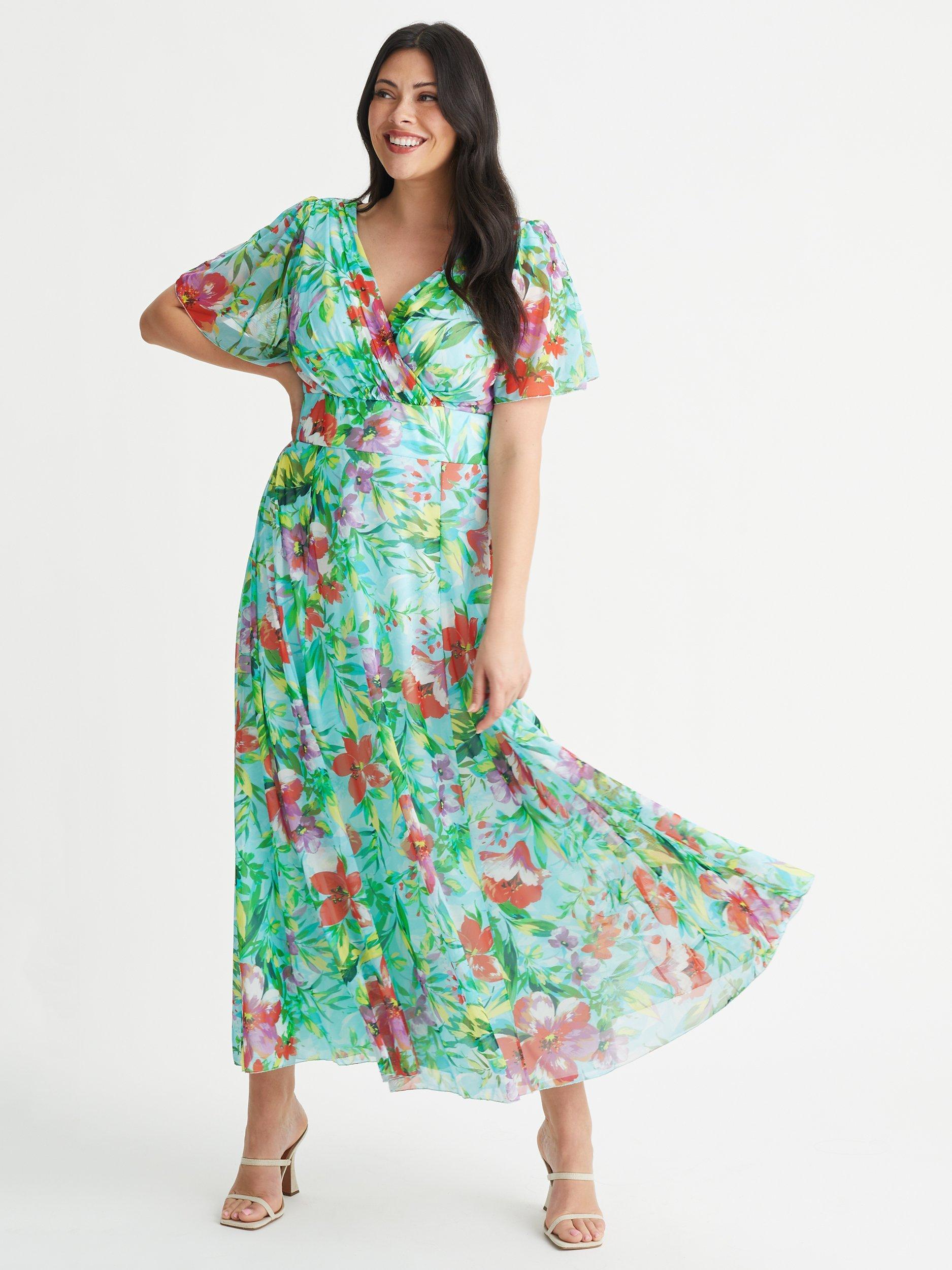 Scarlett & Jo Isabelle Floral Maxi Dress, Aqua/Multi