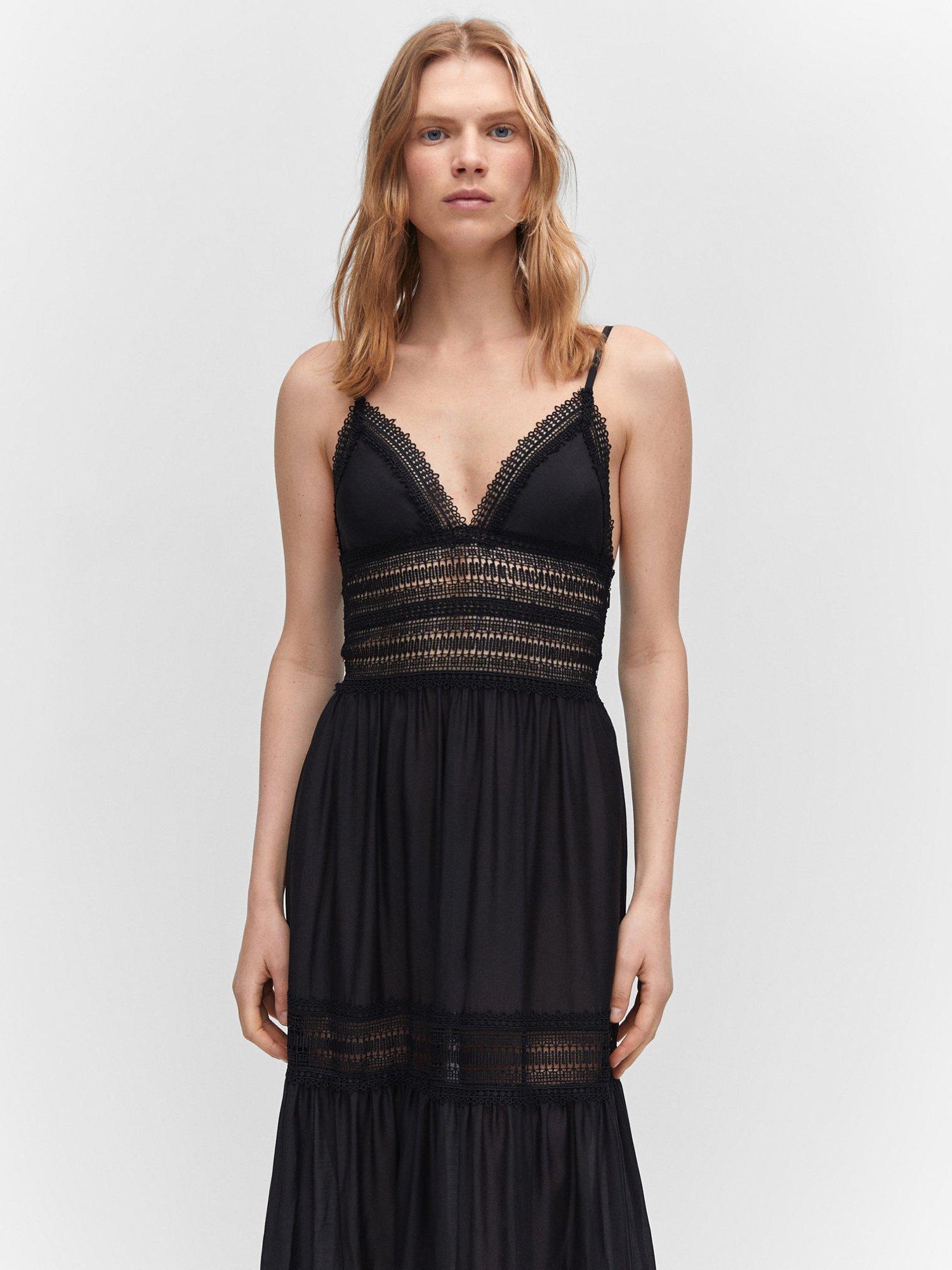 Mango Elena Lace Panel Maxi Dress