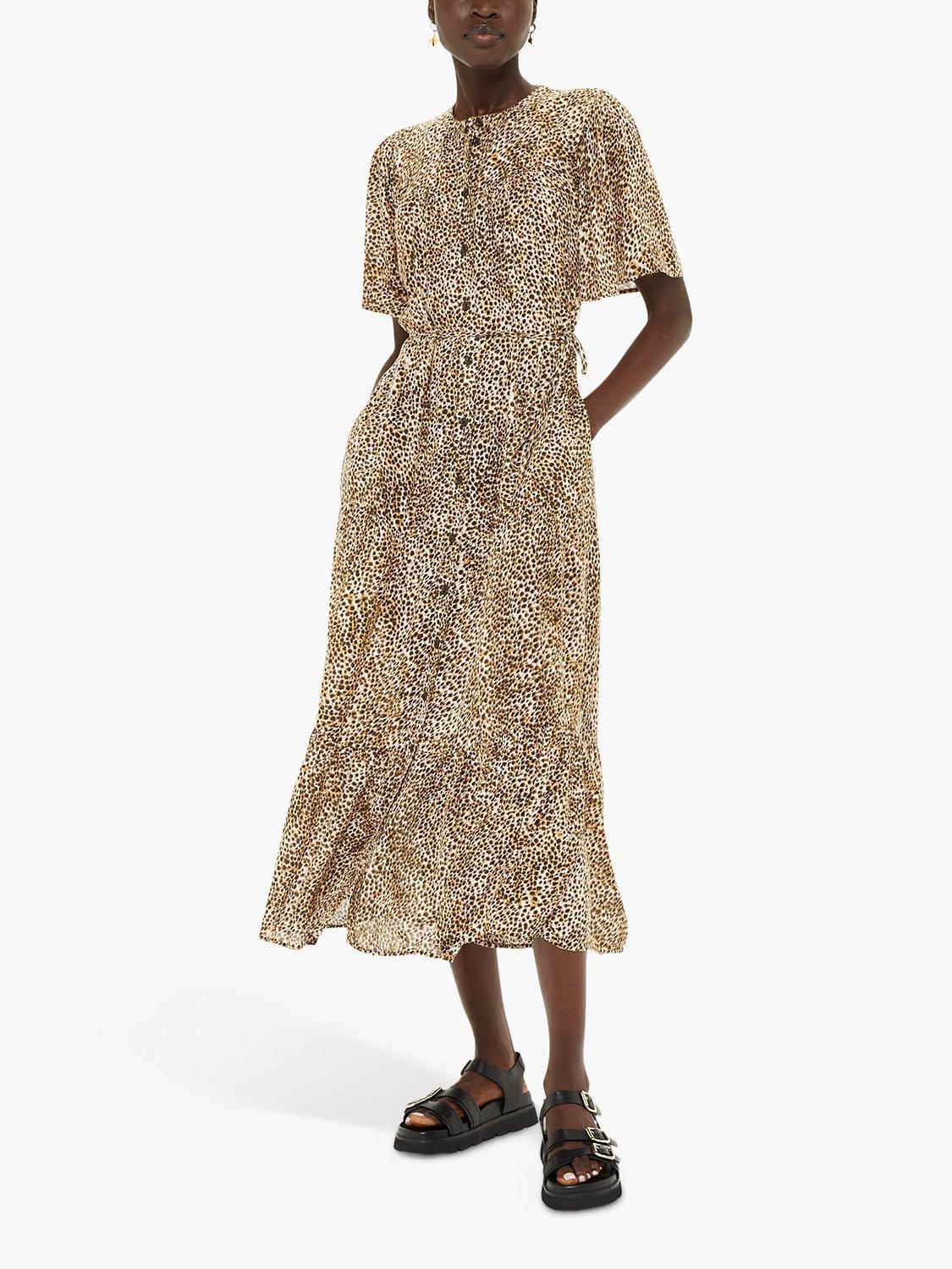 Product image 1 of 5, which shows Whistles Ink Spot Print Trapeze Midi Dress, Multi, 6