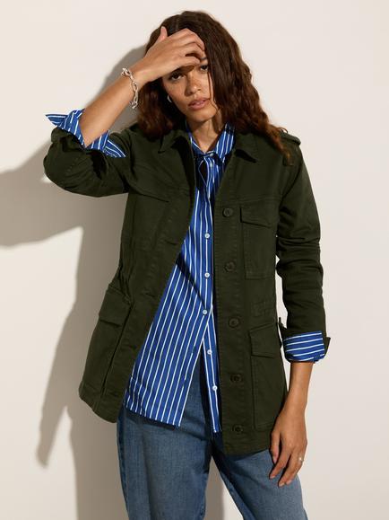 Baukjen Drake Organic Cotton Utility Jacket, Deep Khaki
