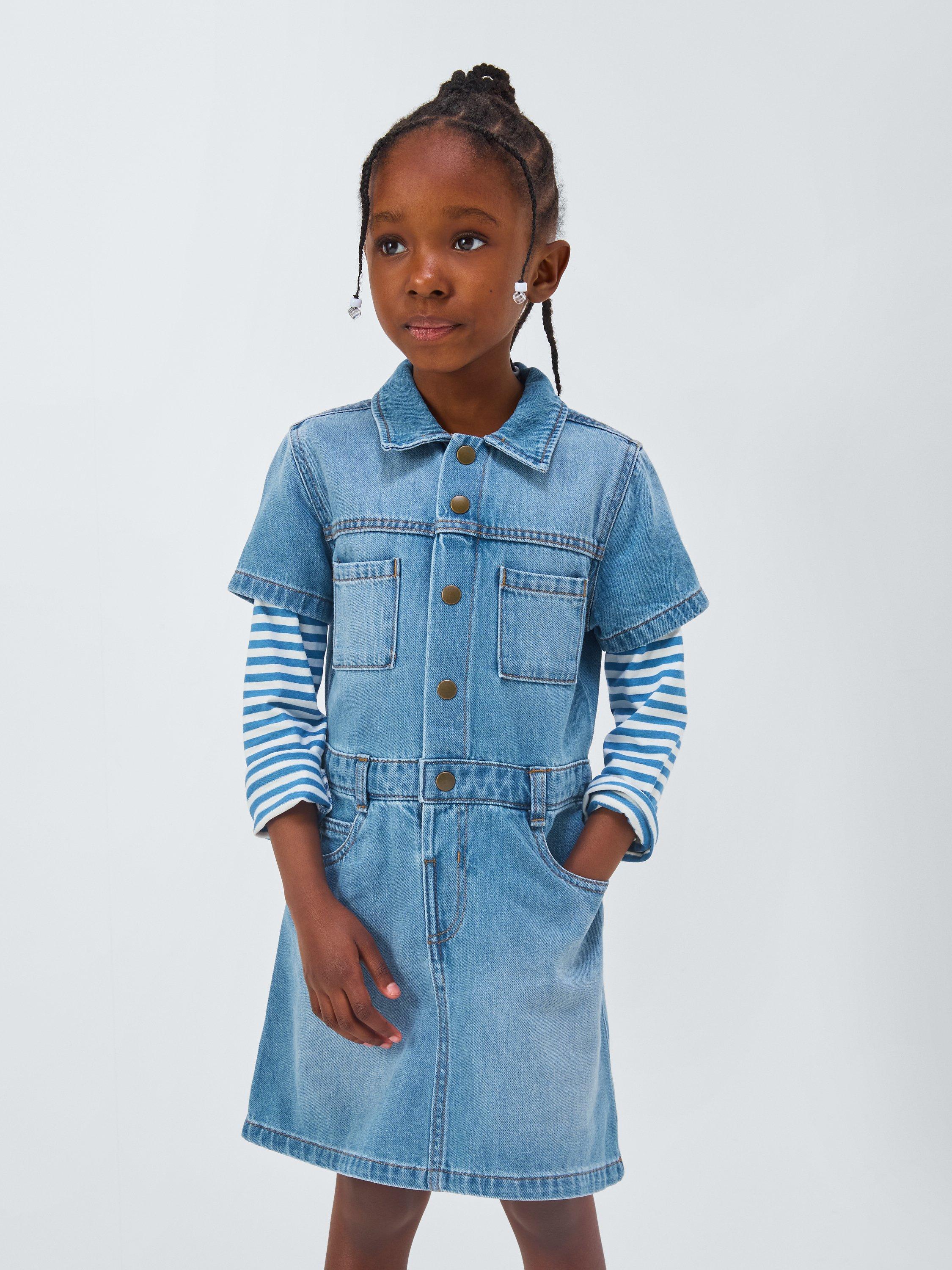 John Lewis Kids' Denim Shirt Dress, Blue