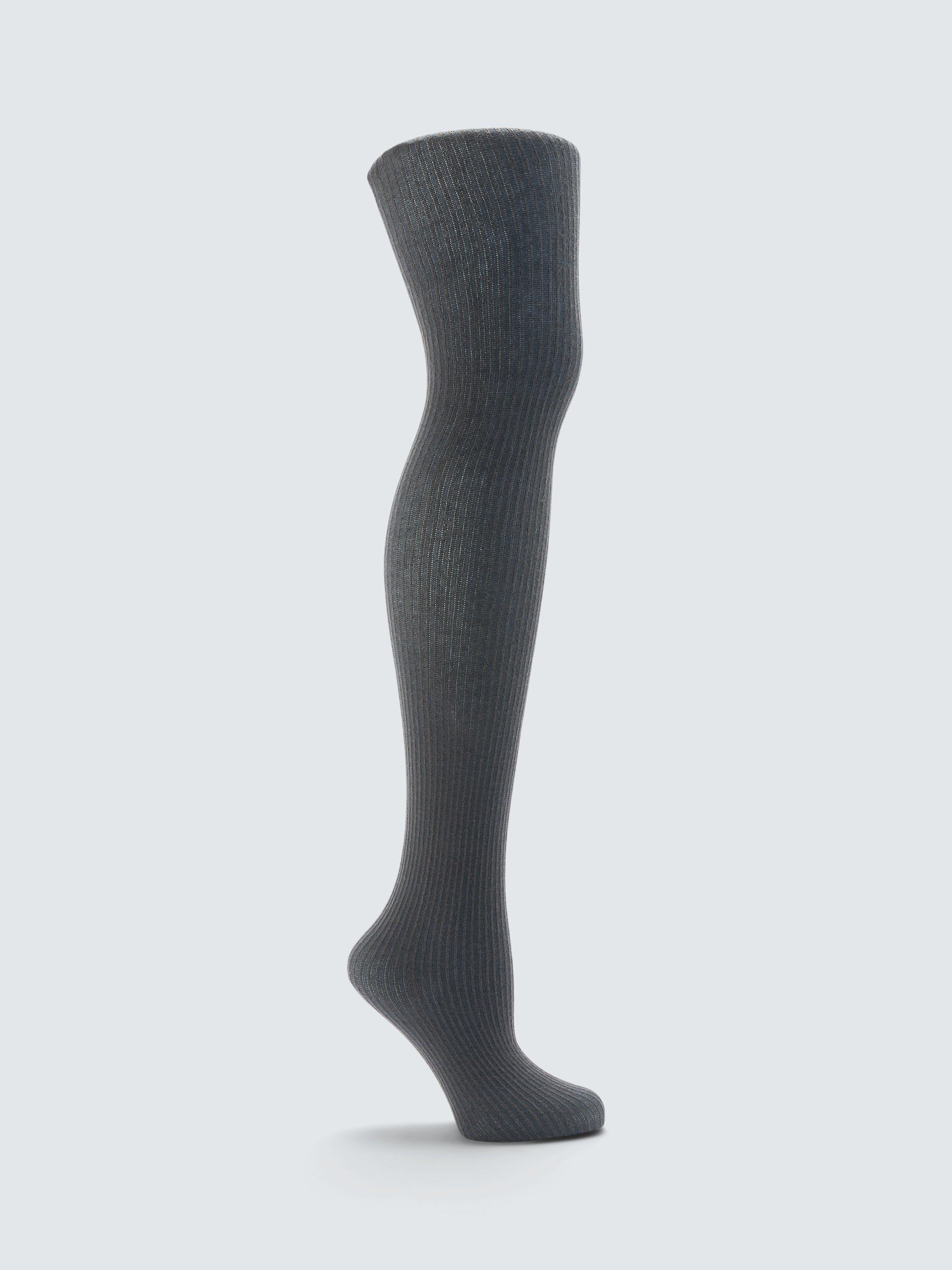 Product image 1 of 2, which shows John Lewis 170 Denier Opaque Wool Blend Ribbed Tights, Grey, S
