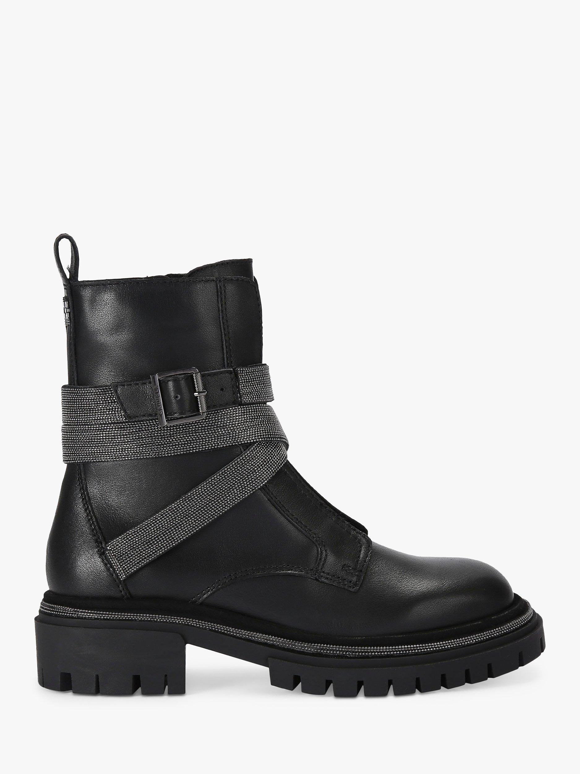 Black chain zip front biker boot best sale