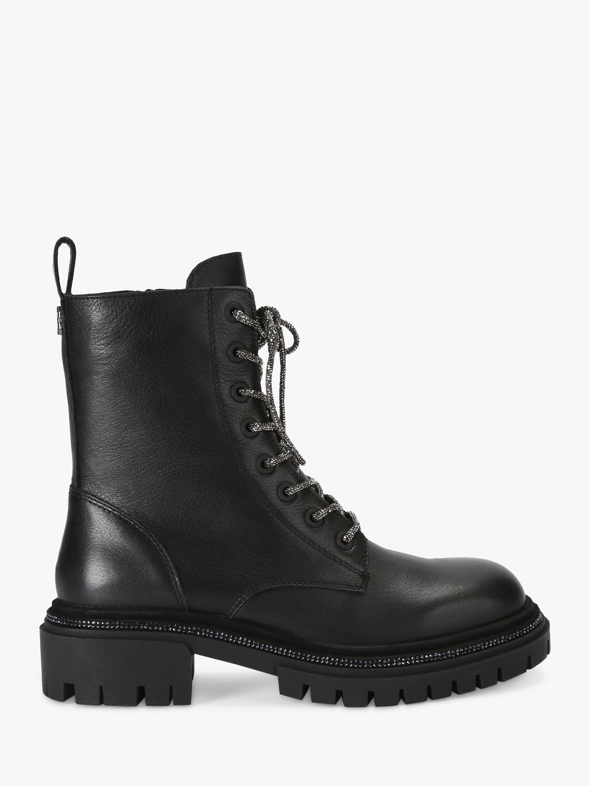 Carvela Dazzle Leather Biker Boots Black