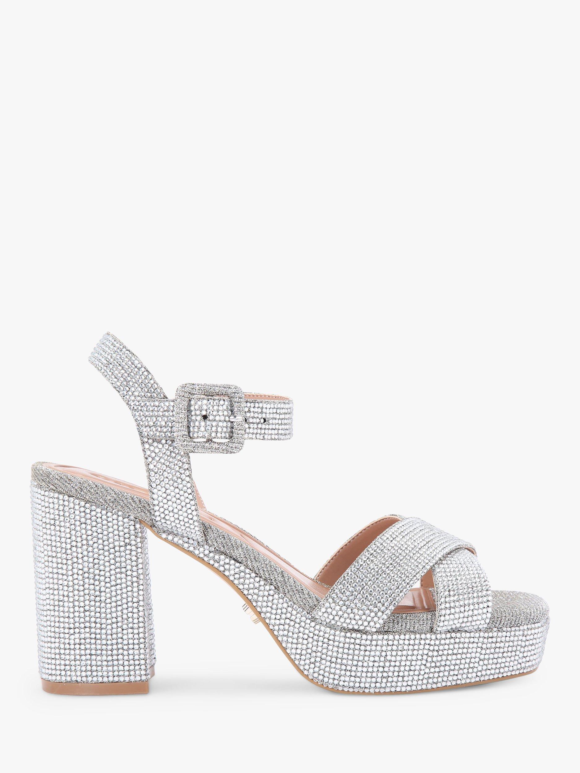 Carvela Serafina Jewel Block Heel Sandals Silver