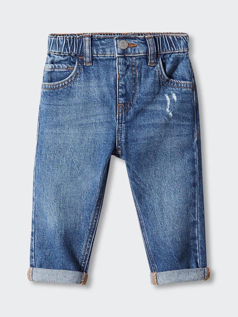Mango Baby Xavi Drawstring Waist Jeans, Open Blue