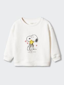 Mango Kids' Snoopy Hugs Sweatshirt, Natural White, Natural White