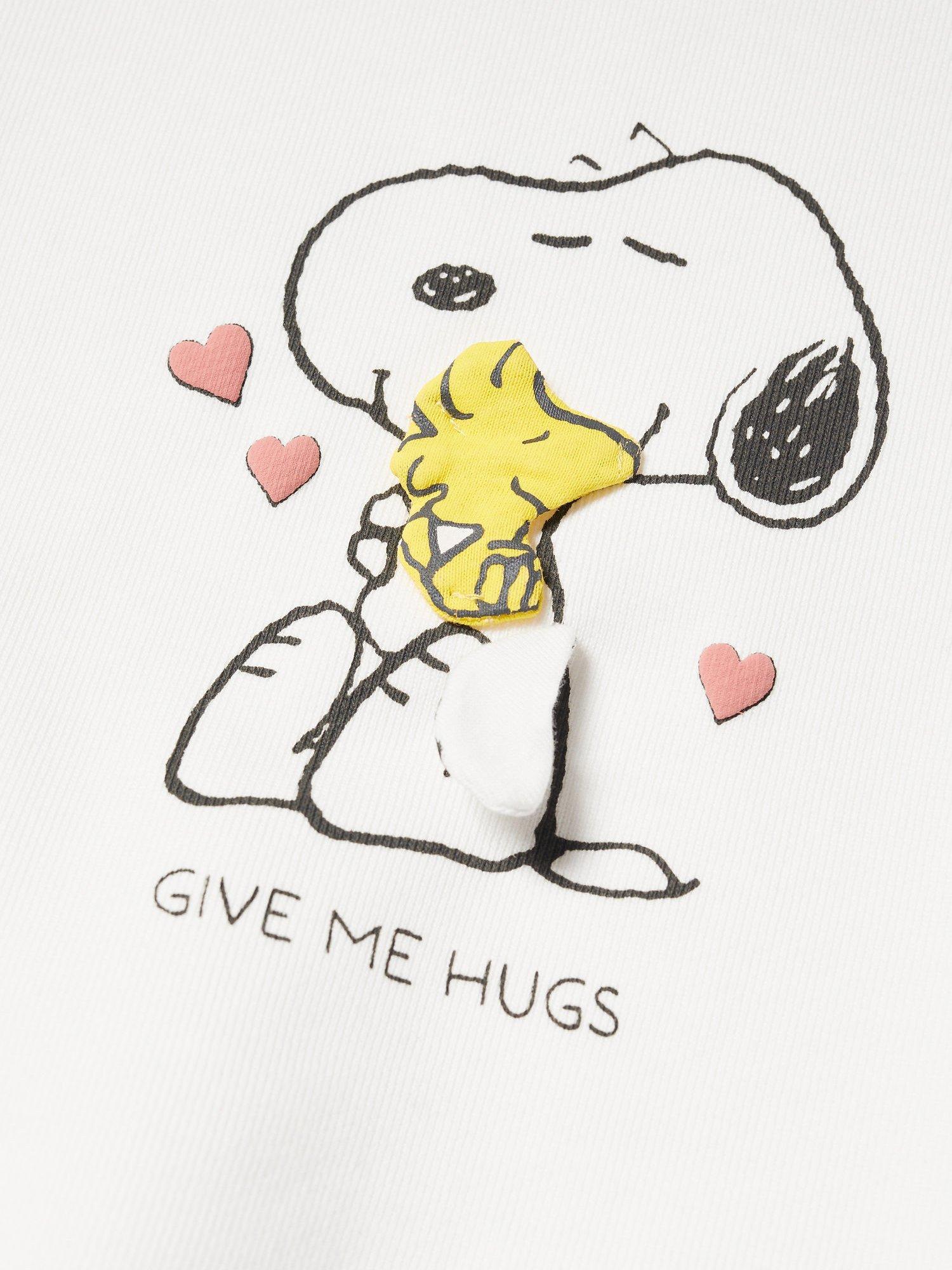 Product image 3 of 4, which shows Mango Kids' Snoopy Hugs Sweatshirt, Natural White, 12-18 months