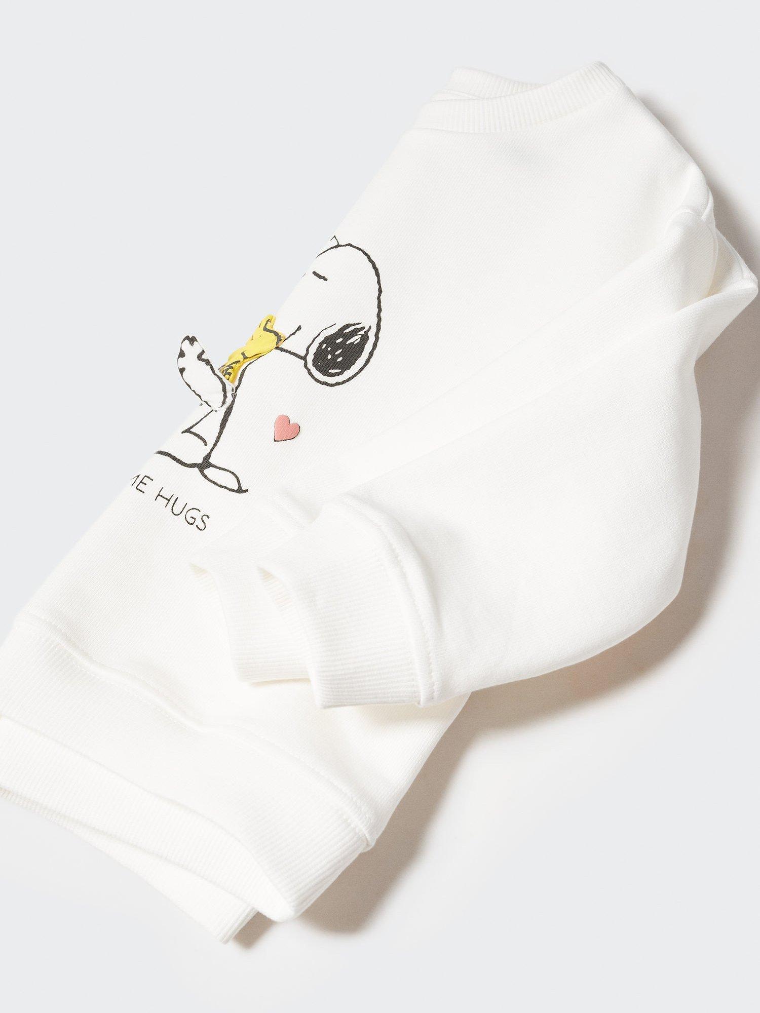 Product image 4 of 4, which shows Mango Kids' Snoopy Hugs Sweatshirt, Natural White, 12-18 months