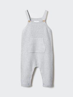 Mango Baby York Knitted Dungarees, Light Pastel Grey, Light Pastel Grey