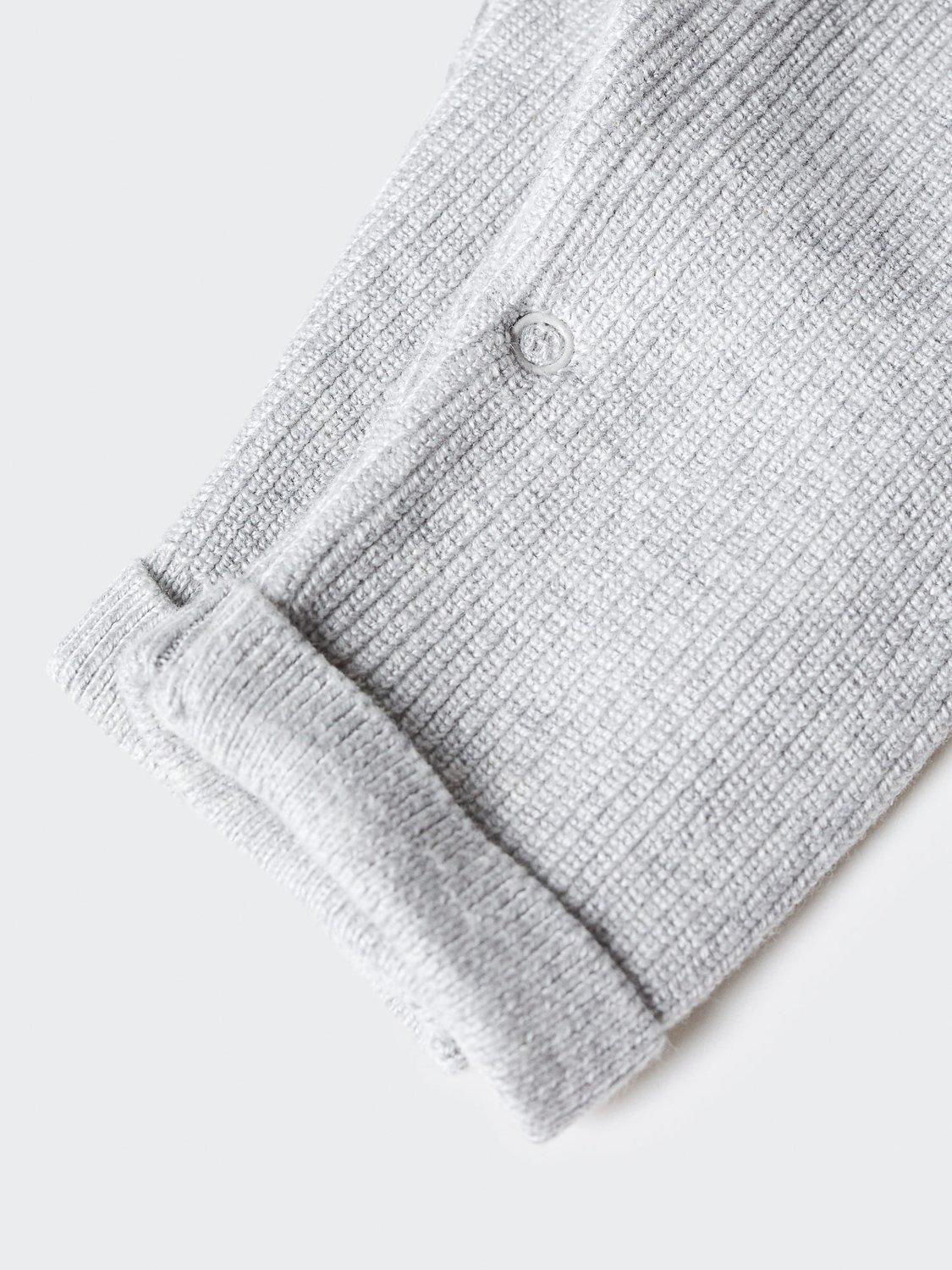 Product image 3 of 4, which shows Mango Baby York Knitted Dungarees, Light Pastel Grey, 1-3 months