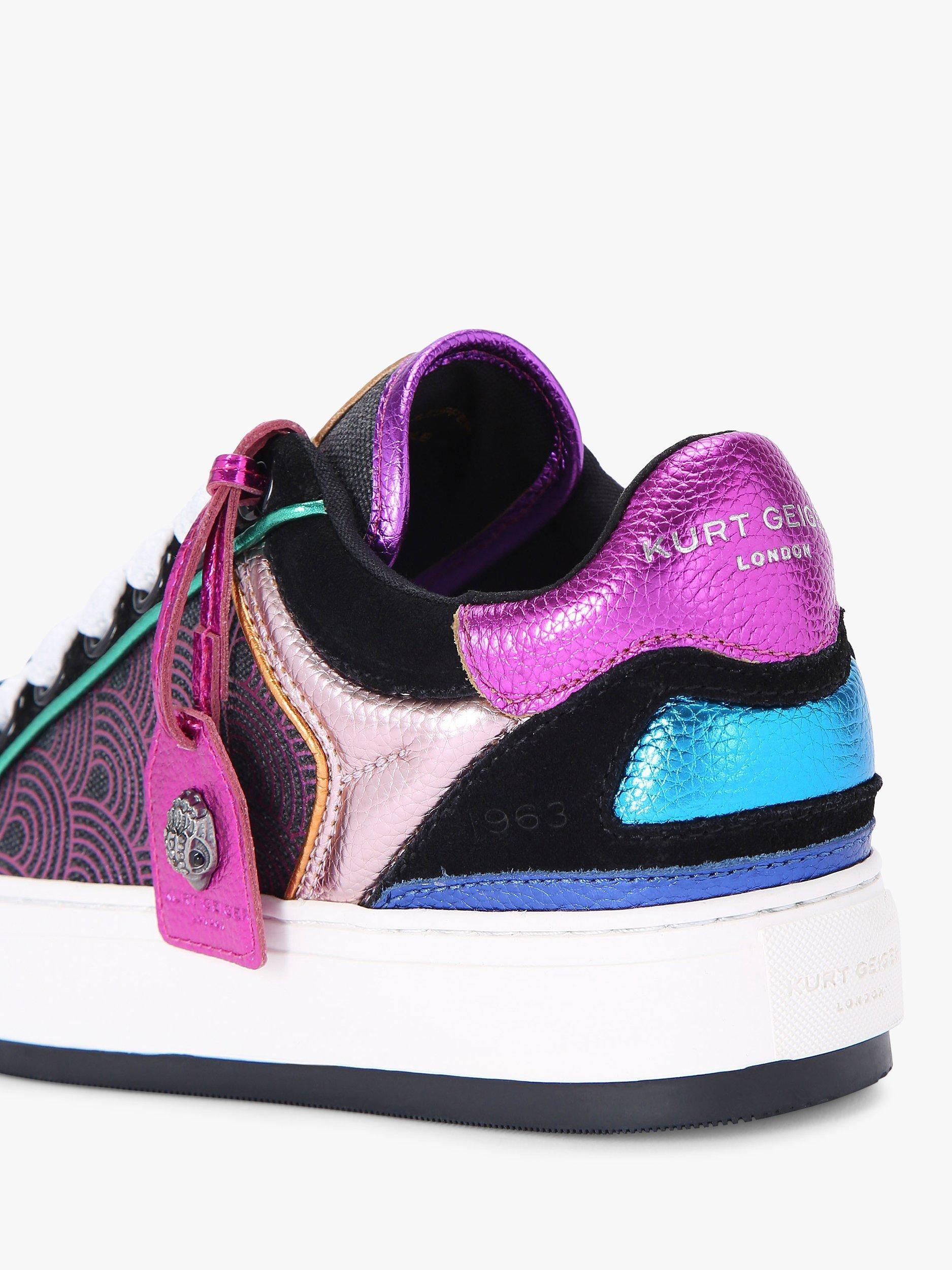 Product image 3 of 5, which shows Kurt Geiger London Southbank Tag Leather Trainers, Black Multi Black, 3