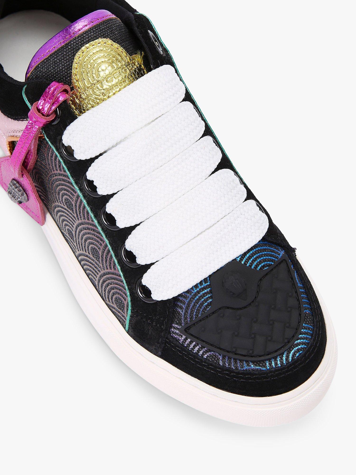 Product image 4 of 5, which shows Kurt Geiger London Southbank Tag Leather Trainers, Black Multi Black, 3