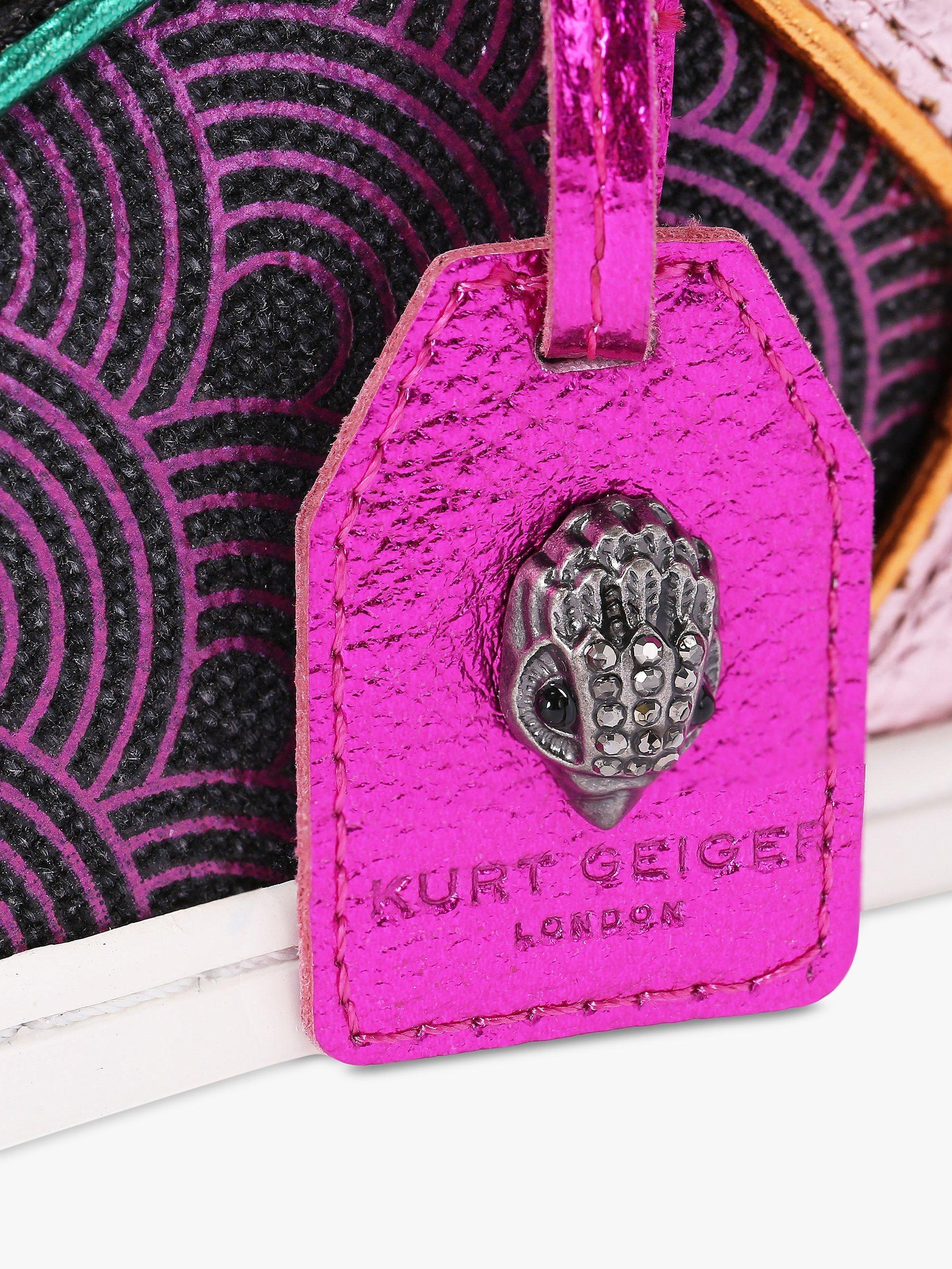 Product image 5 of 5, which shows Kurt Geiger London Southbank Tag Leather Trainers, Black Multi Black, 3