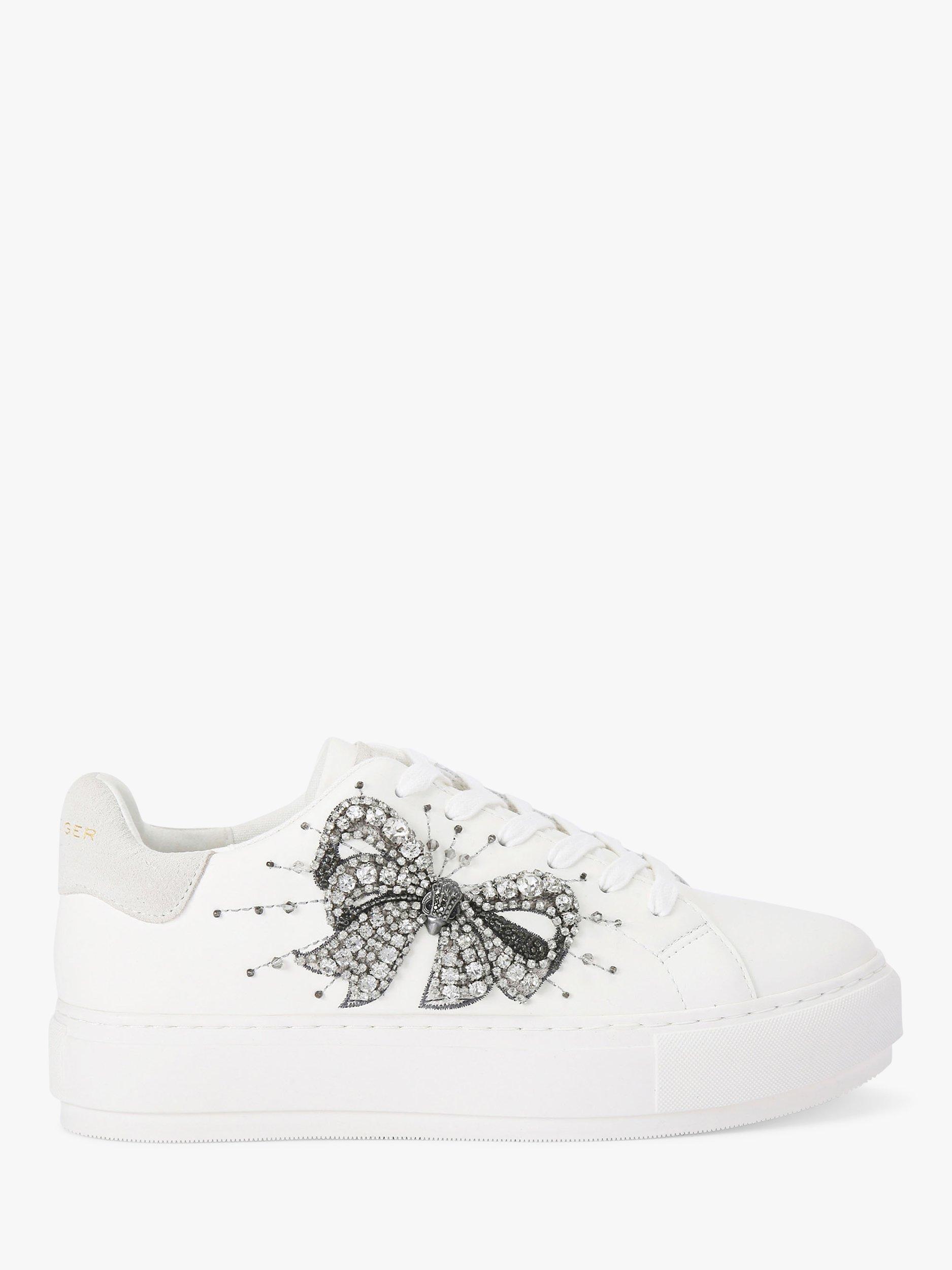 Product image 1 of 6, which shows Kurt Geiger London Laney Bow Embellished Trainers, White, 3
