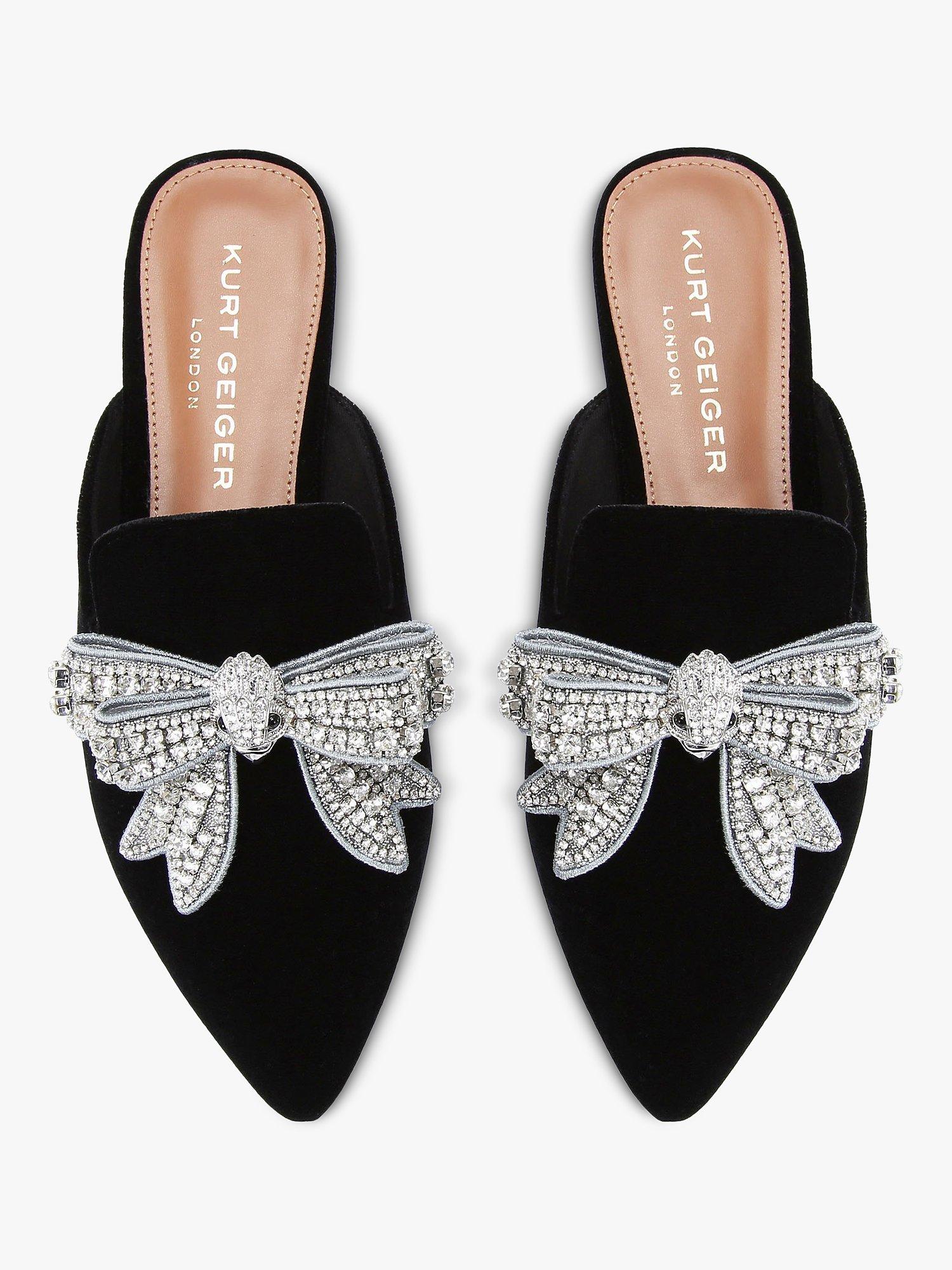 Product image 2 of 5, which shows Kurt Geiger London Olive Crystal Bow Pointed Toe Mules, Black, 3