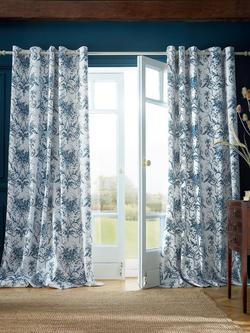 Laura Ashley Tuileries Pair Lined Eyelet Curtains, Midnight, Midnight