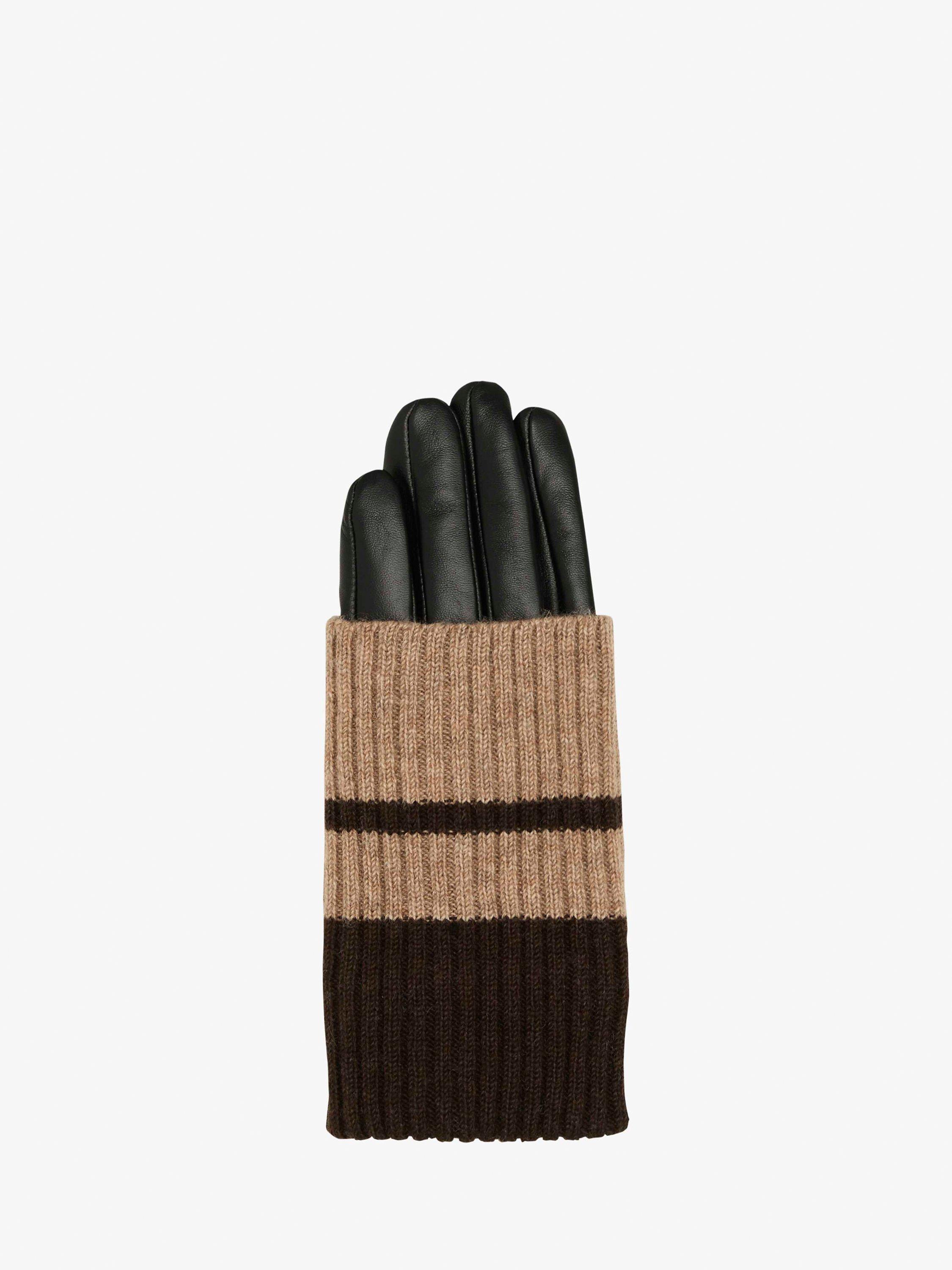 Product image 1 of 2, which shows Unmade Copenhagen Lavada Stripe Leather Gloves, Art Brown/Beige, L