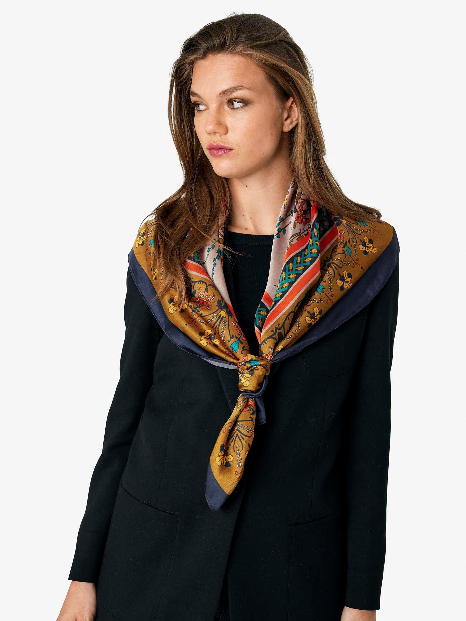 Unmade Copenhagen Suvi Sateen Scarf, Brown/Rose, One Size