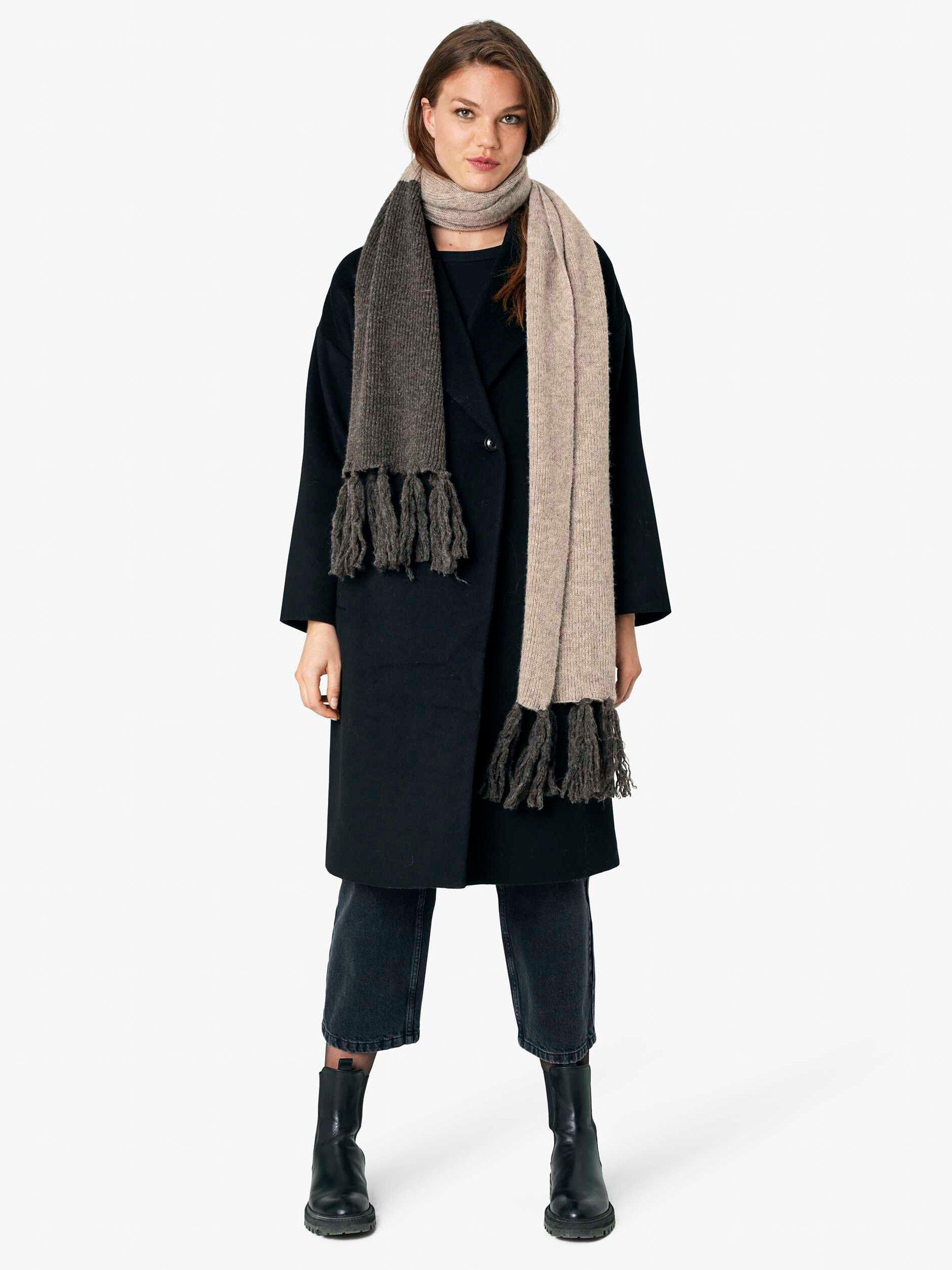 Unmade Copenhagen Larna Colour Block Wool Blend Scarf, Art Brown, One Size