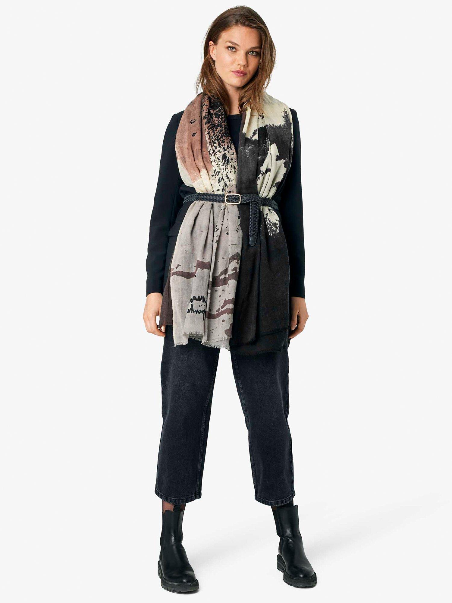 Unmade Copenhagen Lava Wool Scarf, Print Black/White, One Size
