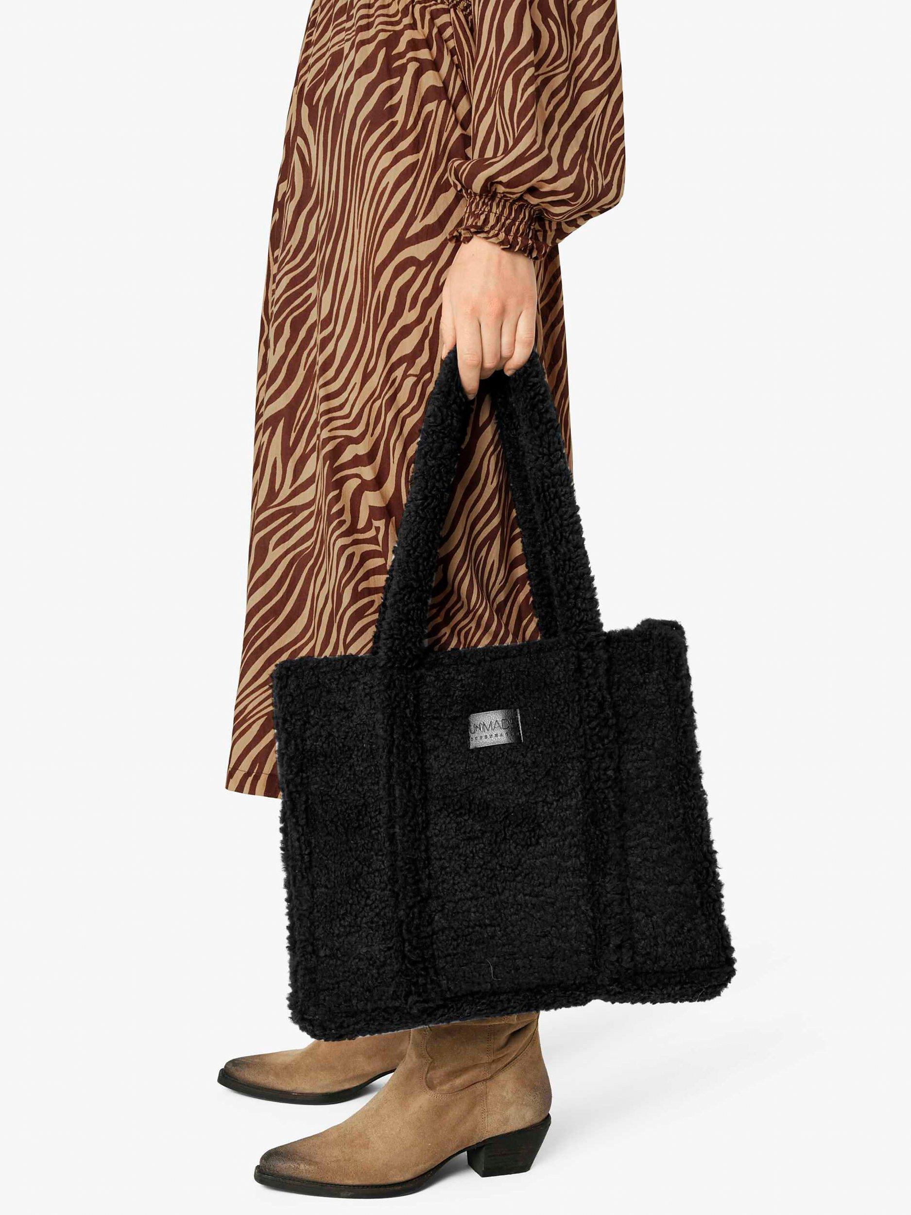 Unmade Copenhagen Dilma Faux Fur Shopper Bag, Black