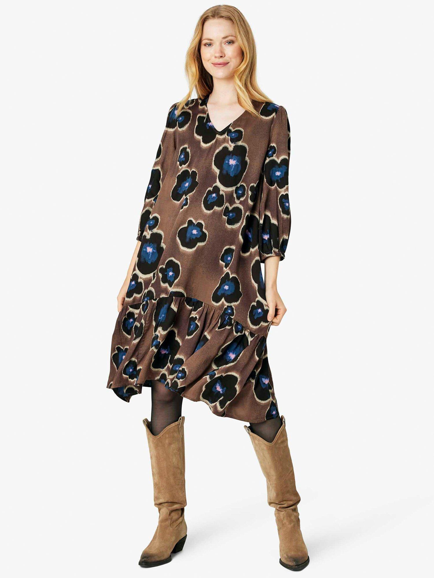 Noa Noa Aa Floral Print Dress, Brown/Black, 8