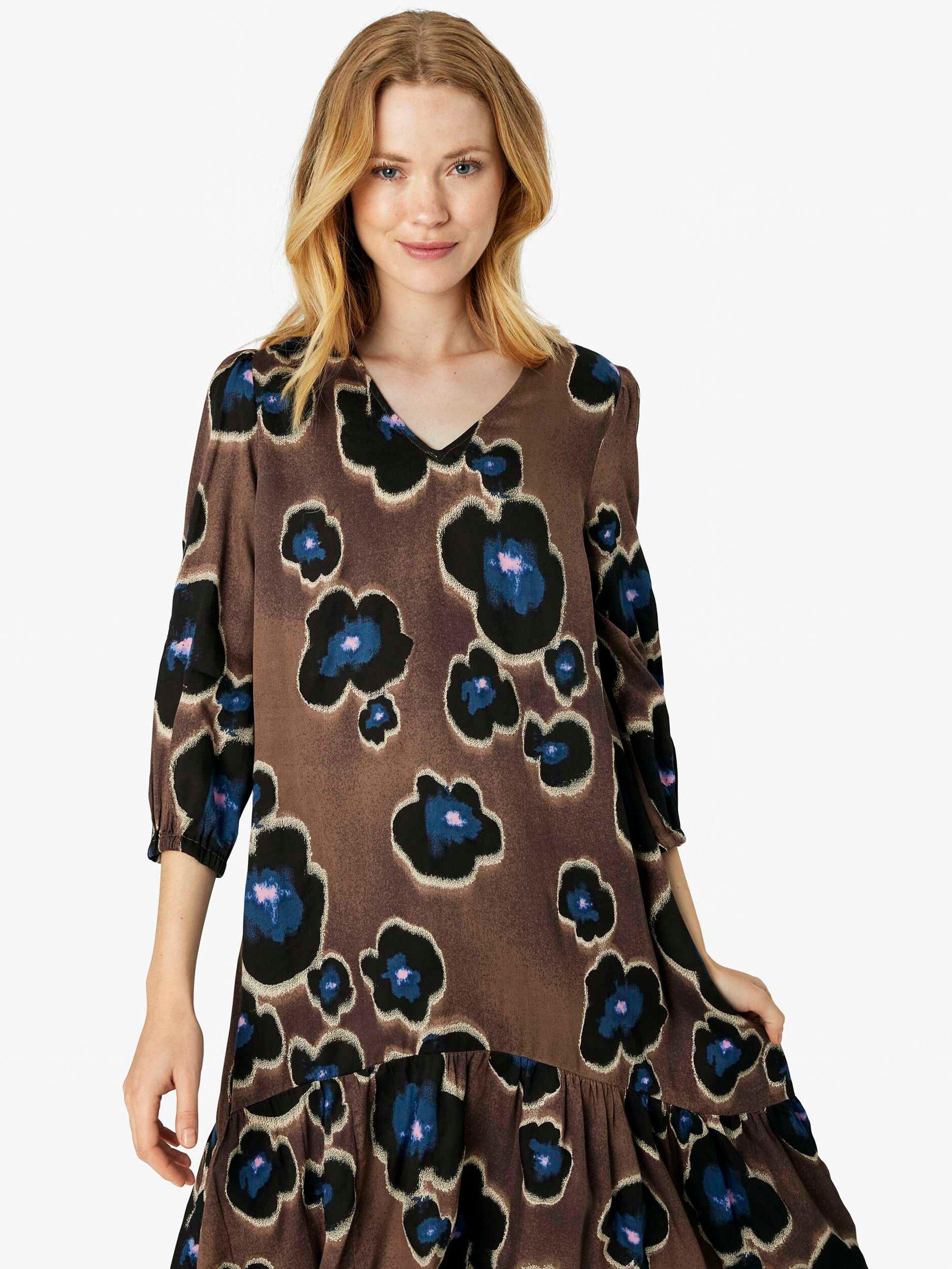 Noa Noa Aa Floral Print Dress, Brown/Black, 8