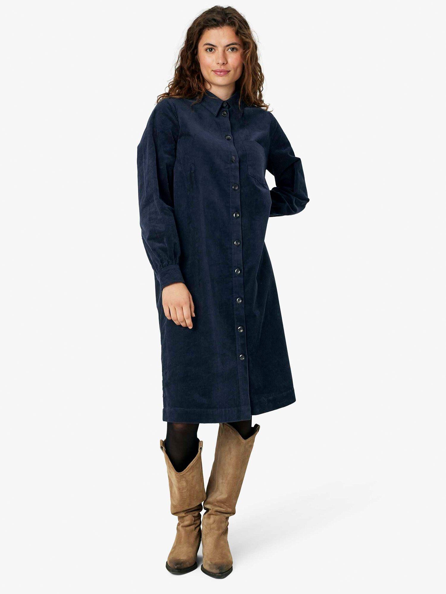 Noa Noa Trine Corduroy Shirt Dress, Dark Navy