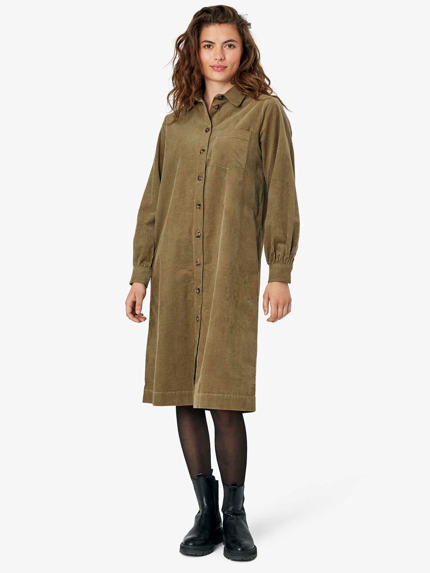 Product image 1 of 5, which shows Noa Noa Trine Corduroy Shirt Dress, Capers Green, 14