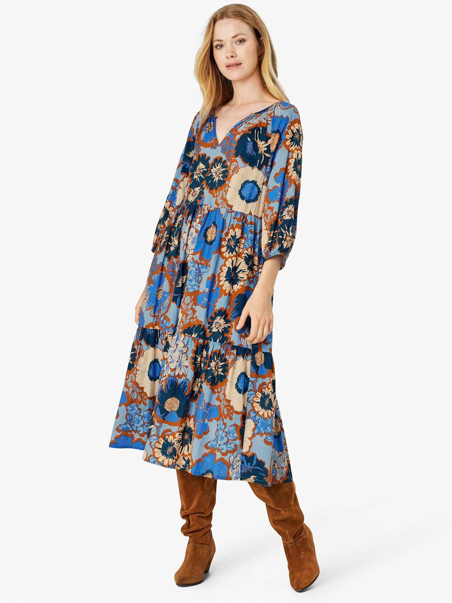 Noa Noa Carolina Floral Print Tiered Midi Dress