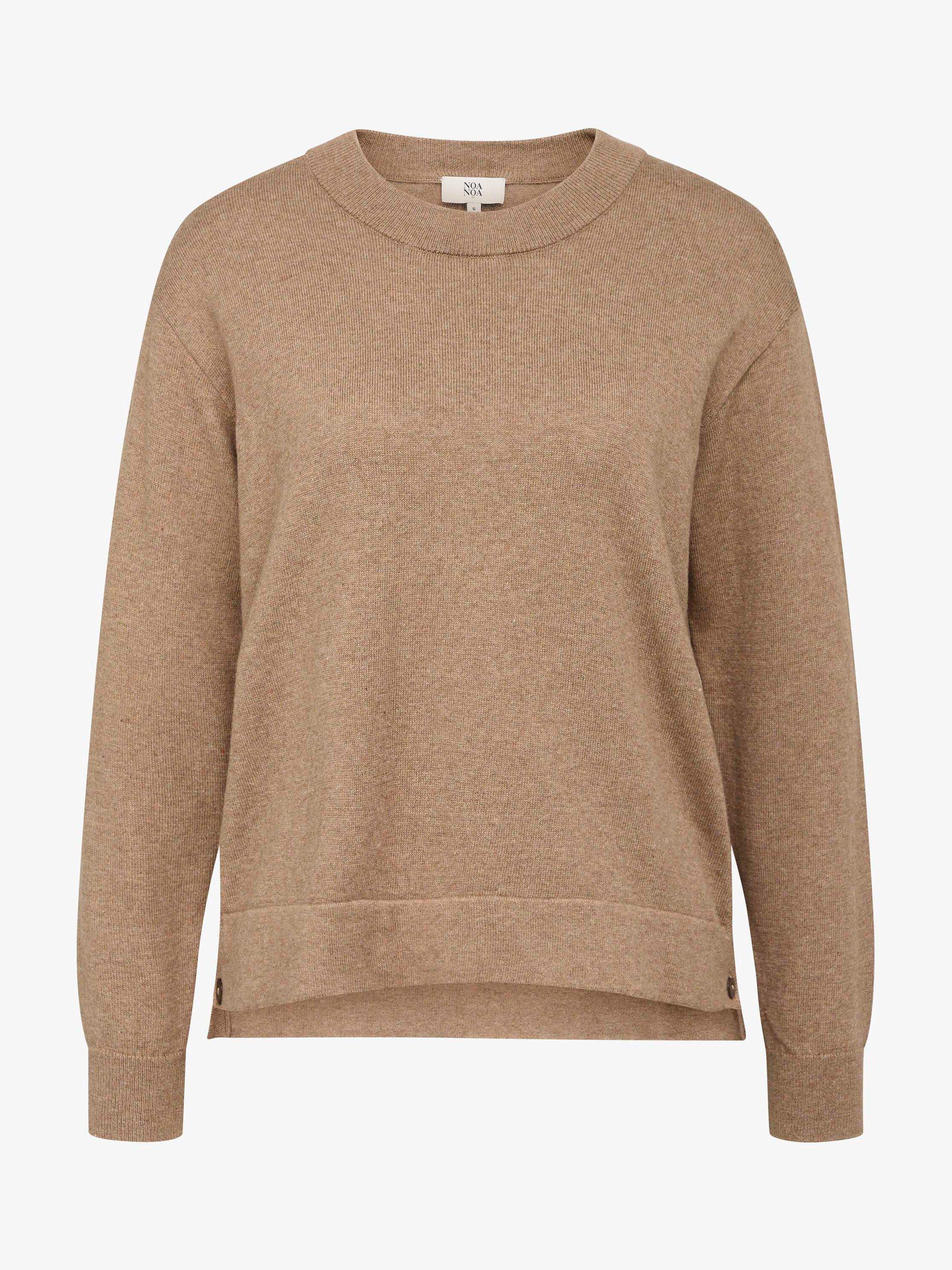 Product image 1 of 2, which shows Noa Noa Estelle Cashmere Blend Round Neck Jumper, Brown Melange, L