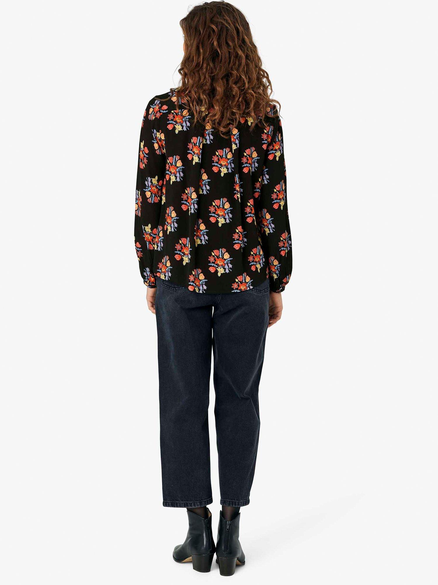 Product image 2 of 5, which shows Noa Noa Bella Floral Print Blouse, Black/Multi, 16