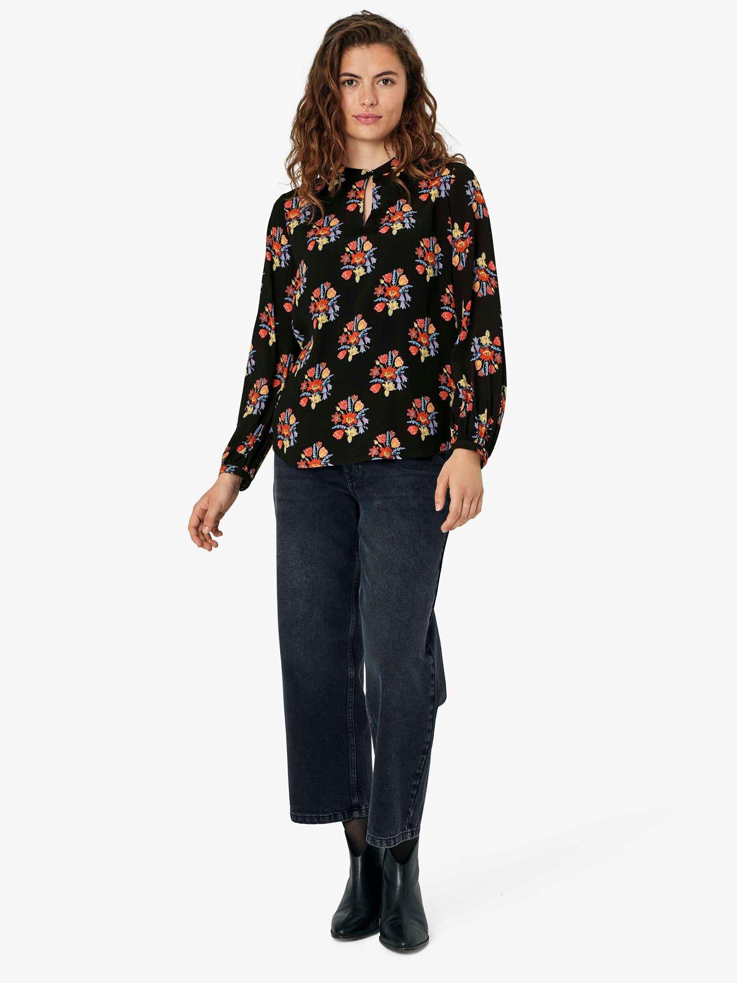 Product image 3 of 5, which shows Noa Noa Bella Floral Print Blouse, Black/Multi, 16