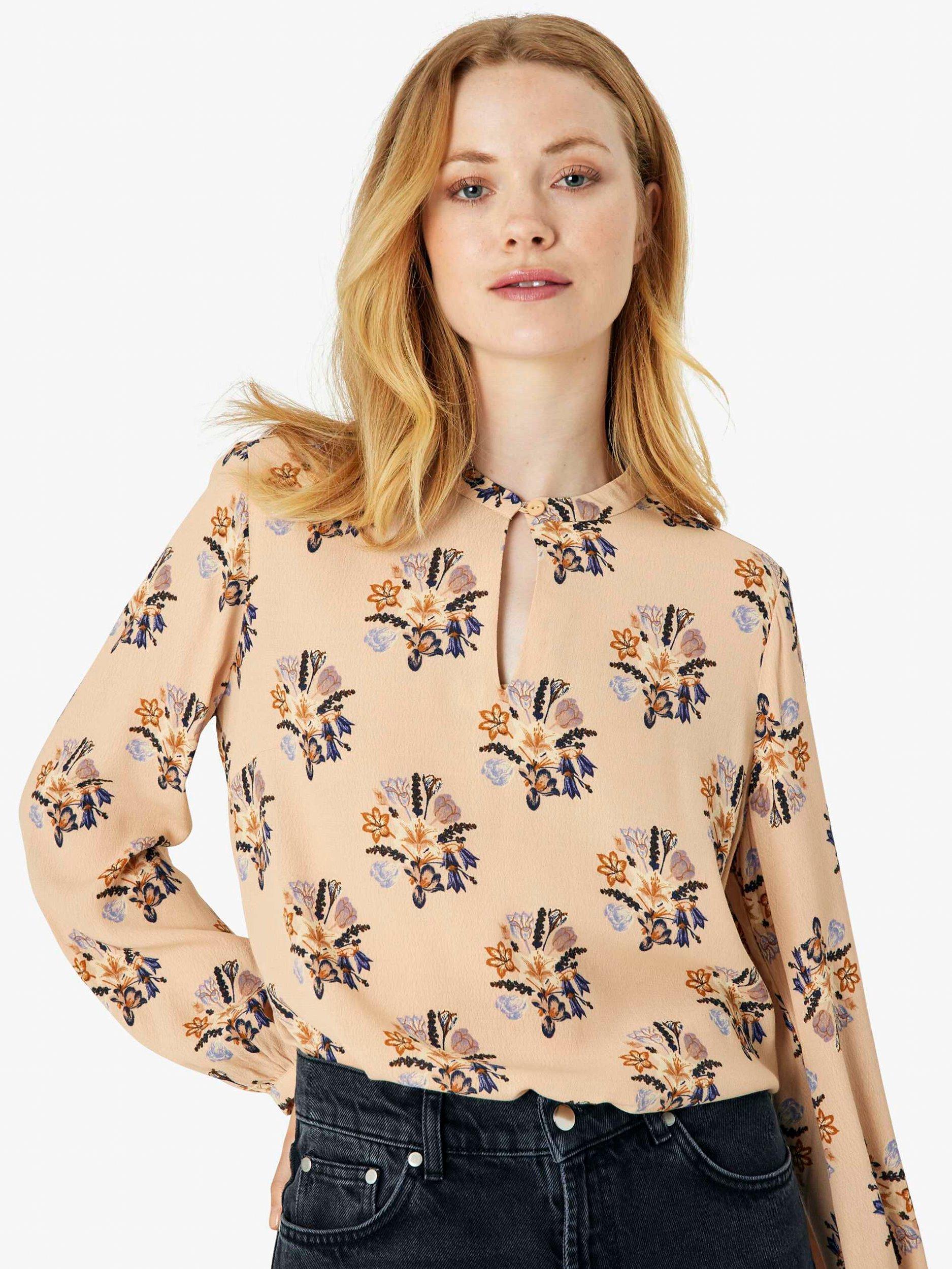 Product image 1 of 5, which shows Noa Noa Bella Floral Print Blouse, Beige/Multi, 8