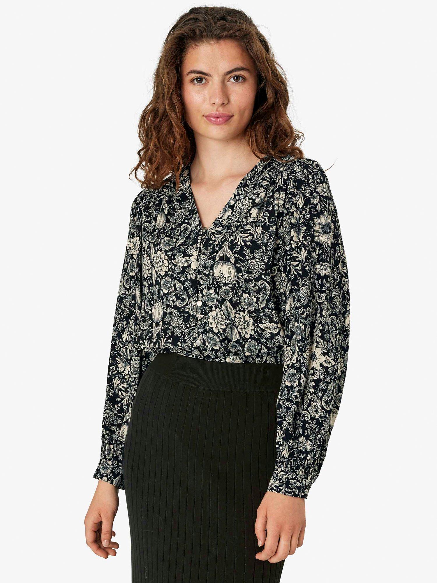 Noa Noa Louise Long Sleeve Blouse, Black/Multi