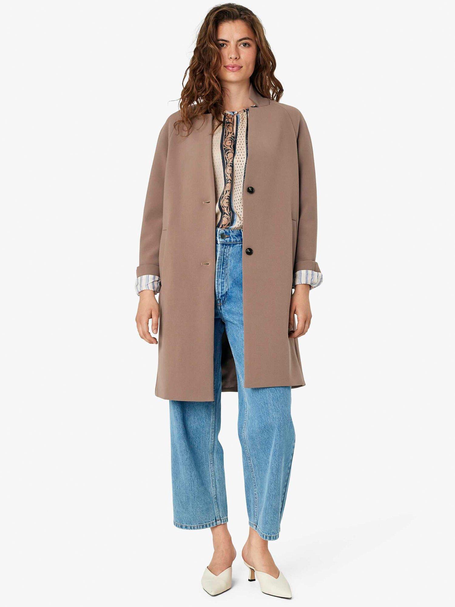 Product image 1 of 5, which shows Noa Noa Emma Knee Length Coat, Deep Taupe, 16