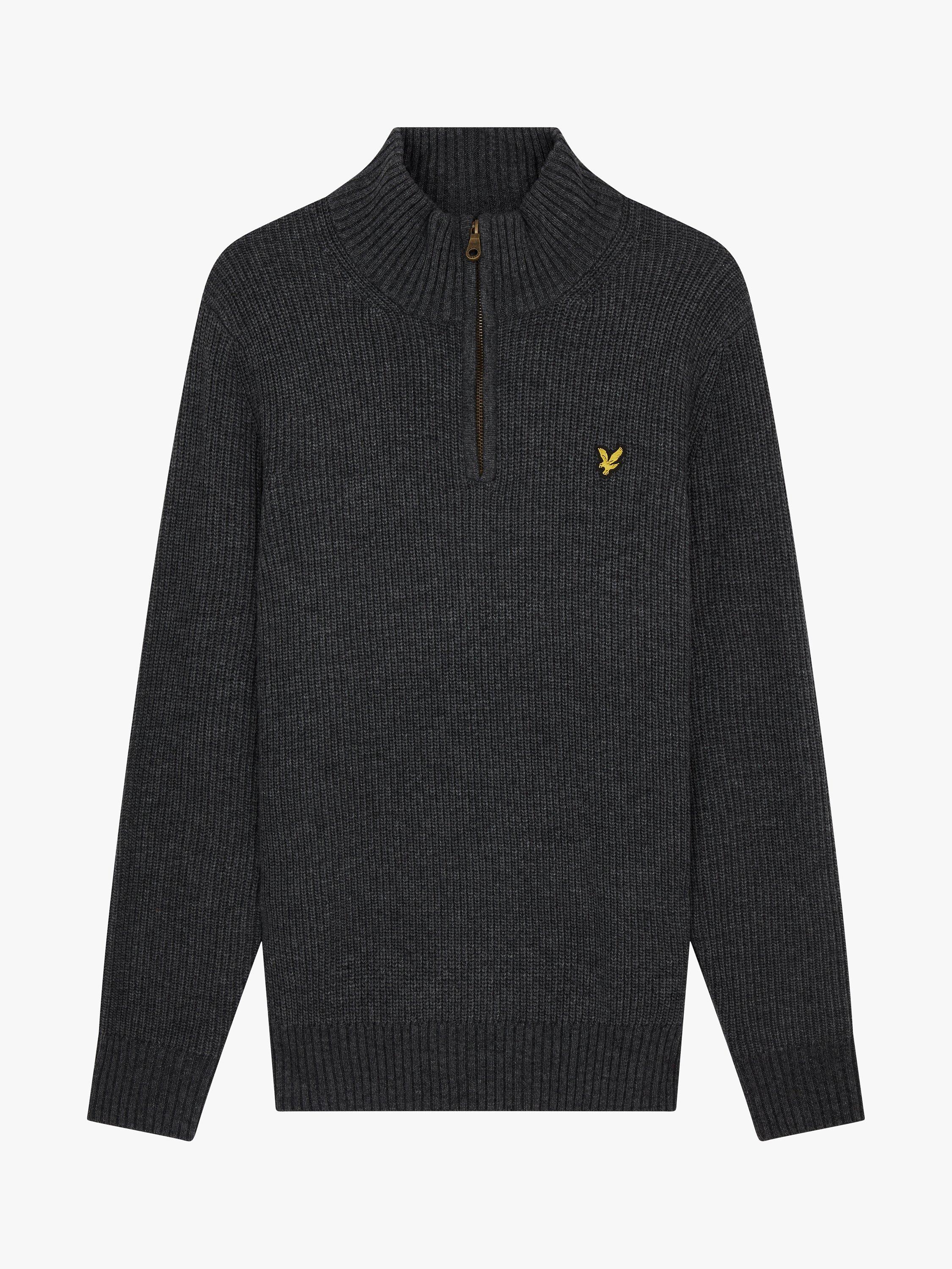 Lyle & Scott 1/4 Zip Neck Jumper, Charcoal Marl