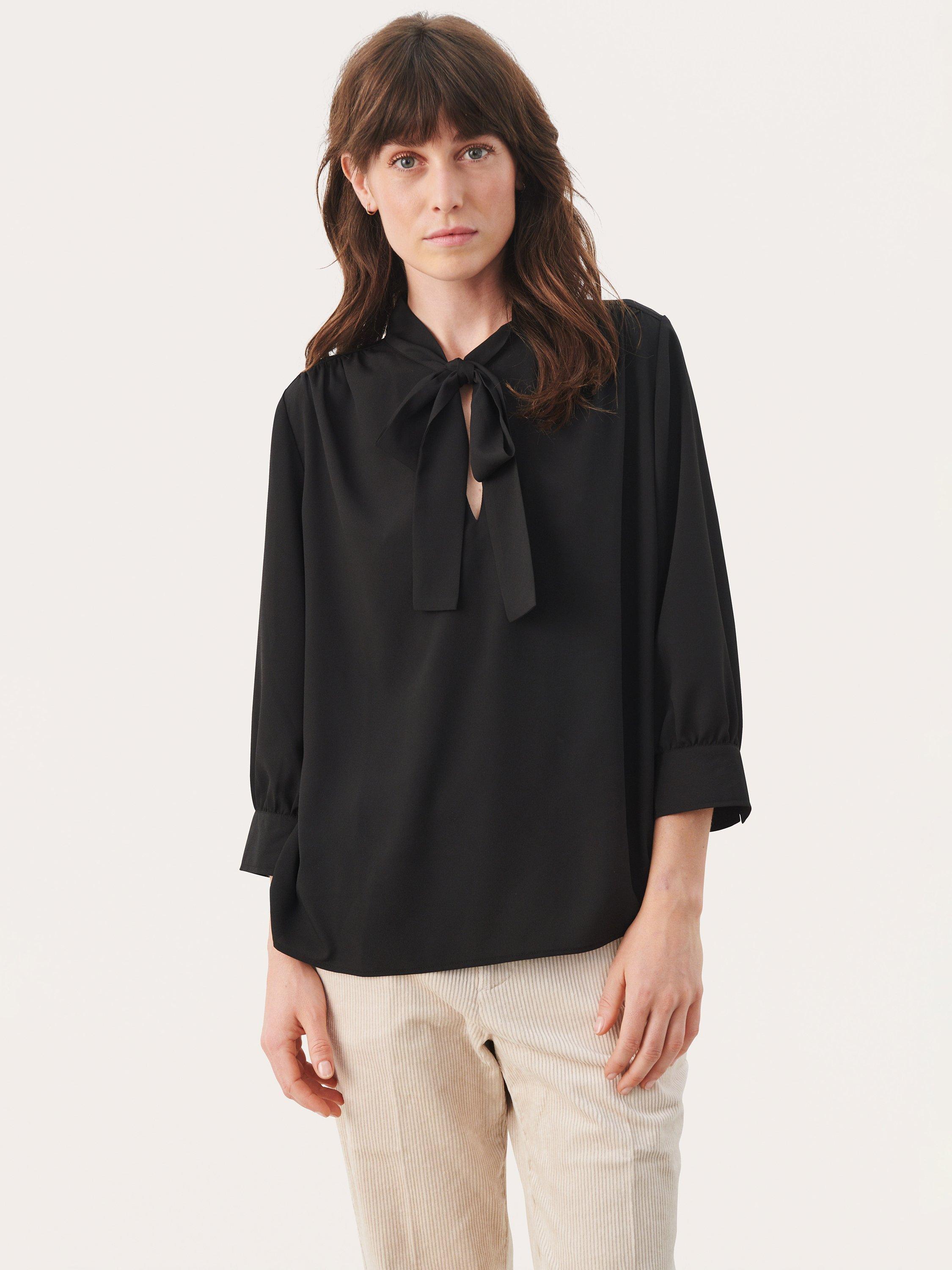Part Two Alena 3/4 Sleeve Relaxed Fit Blouse, Black, 16
