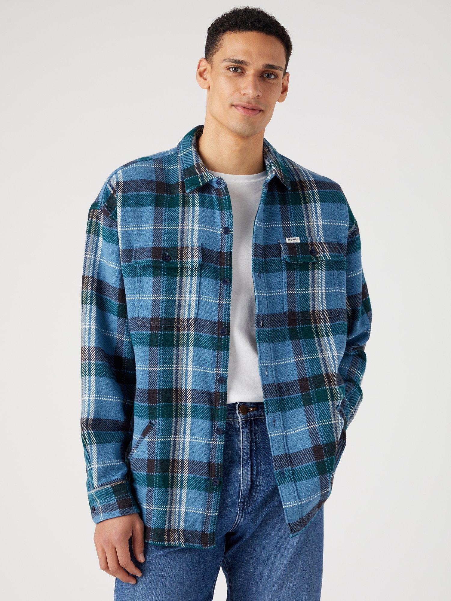 Wrangler Check Overshirt, Captains Blue