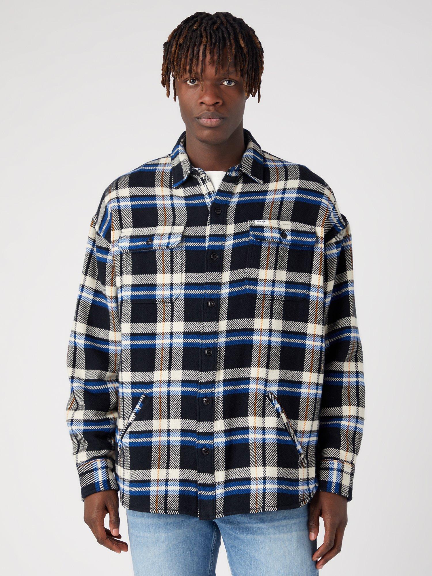 Wrangler Check Overshirt, Black