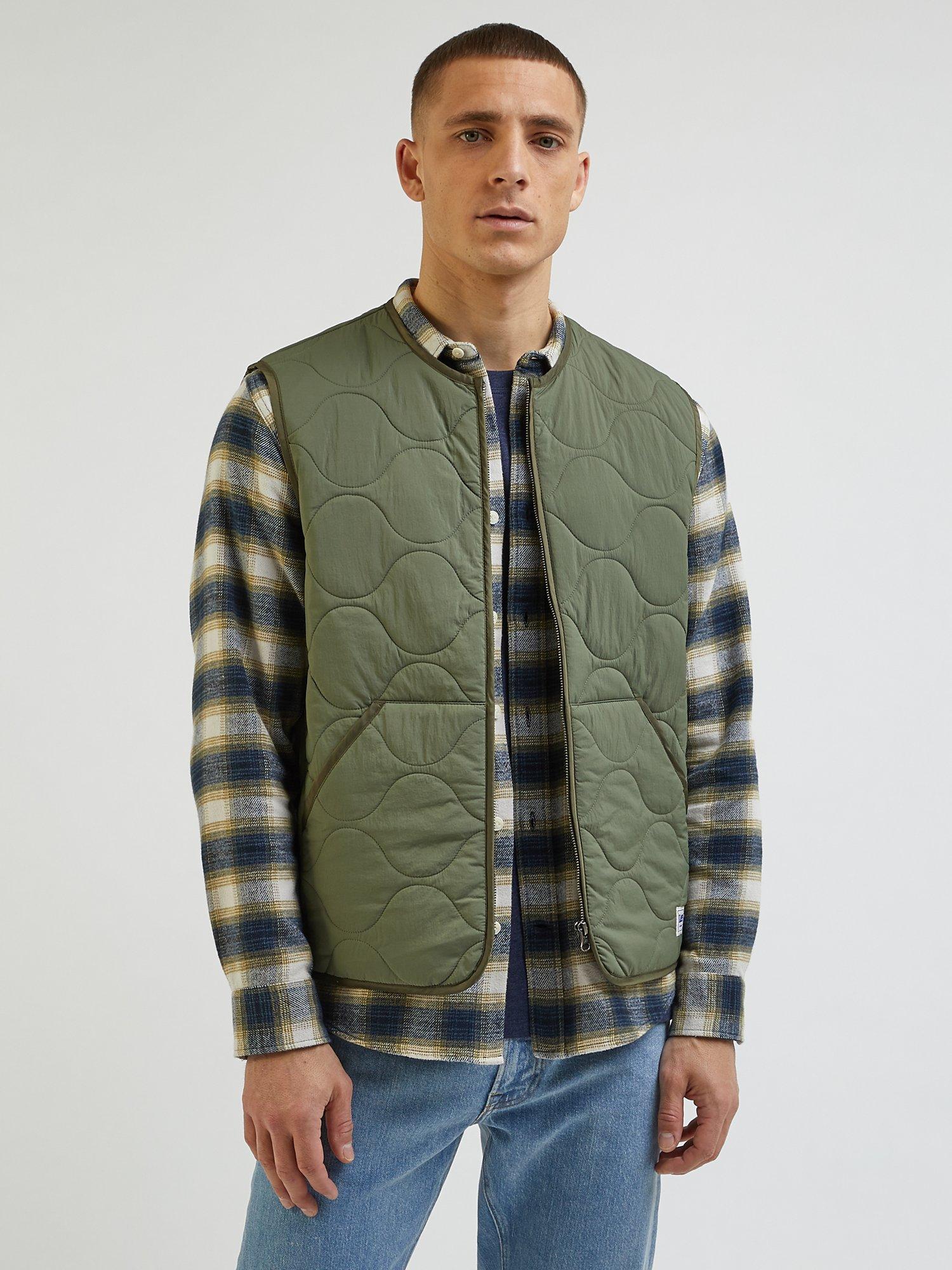 Lee Regular Fit Padded Gilet, Olive, XXL