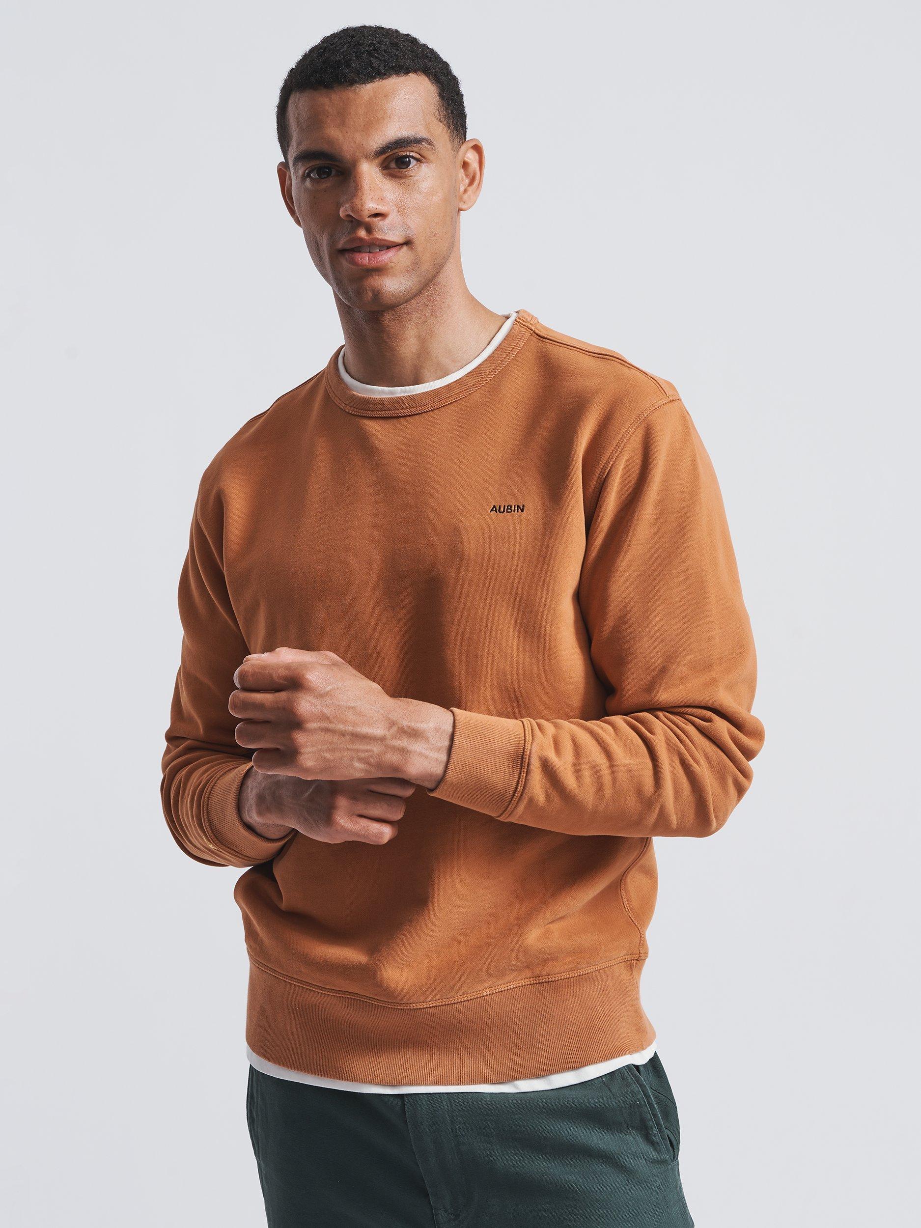 Product image 1 of 6, which shows Aubin Vestry Crew Neck Cotton Sweatshirt, Ginger, XS