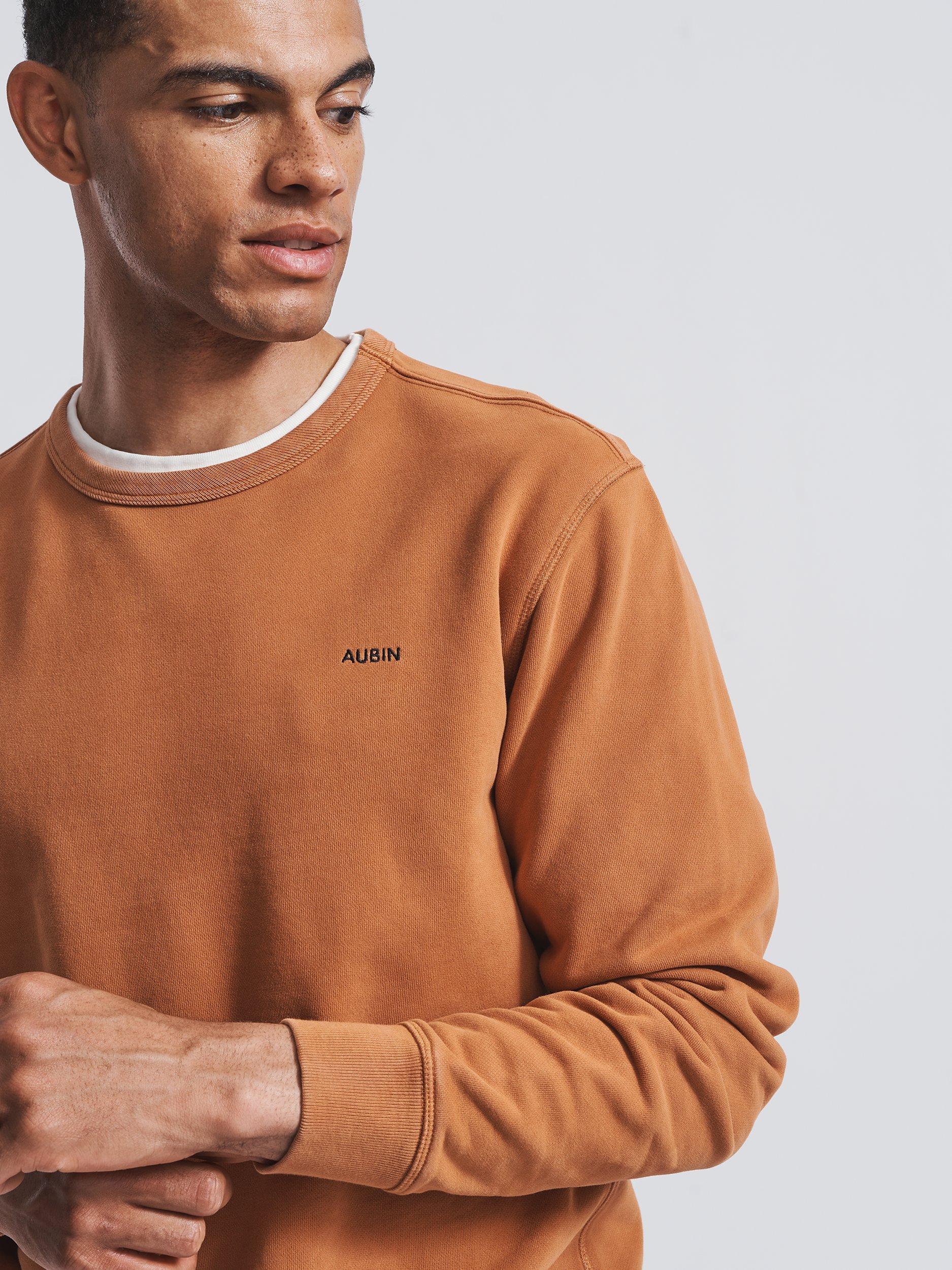 Product image 3 of 6, which shows Aubin Vestry Crew Neck Cotton Sweatshirt, Ginger, XS