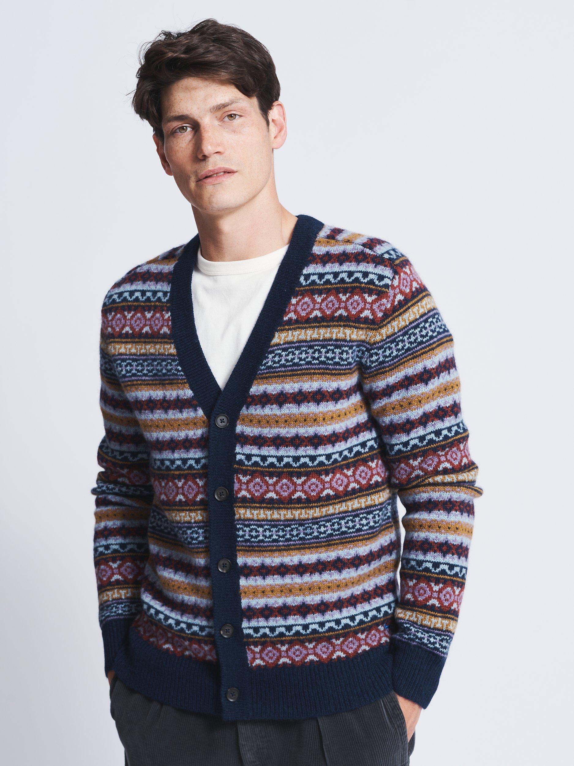 Aubin Fair Isle Long Sleeve Cardigan, Multi