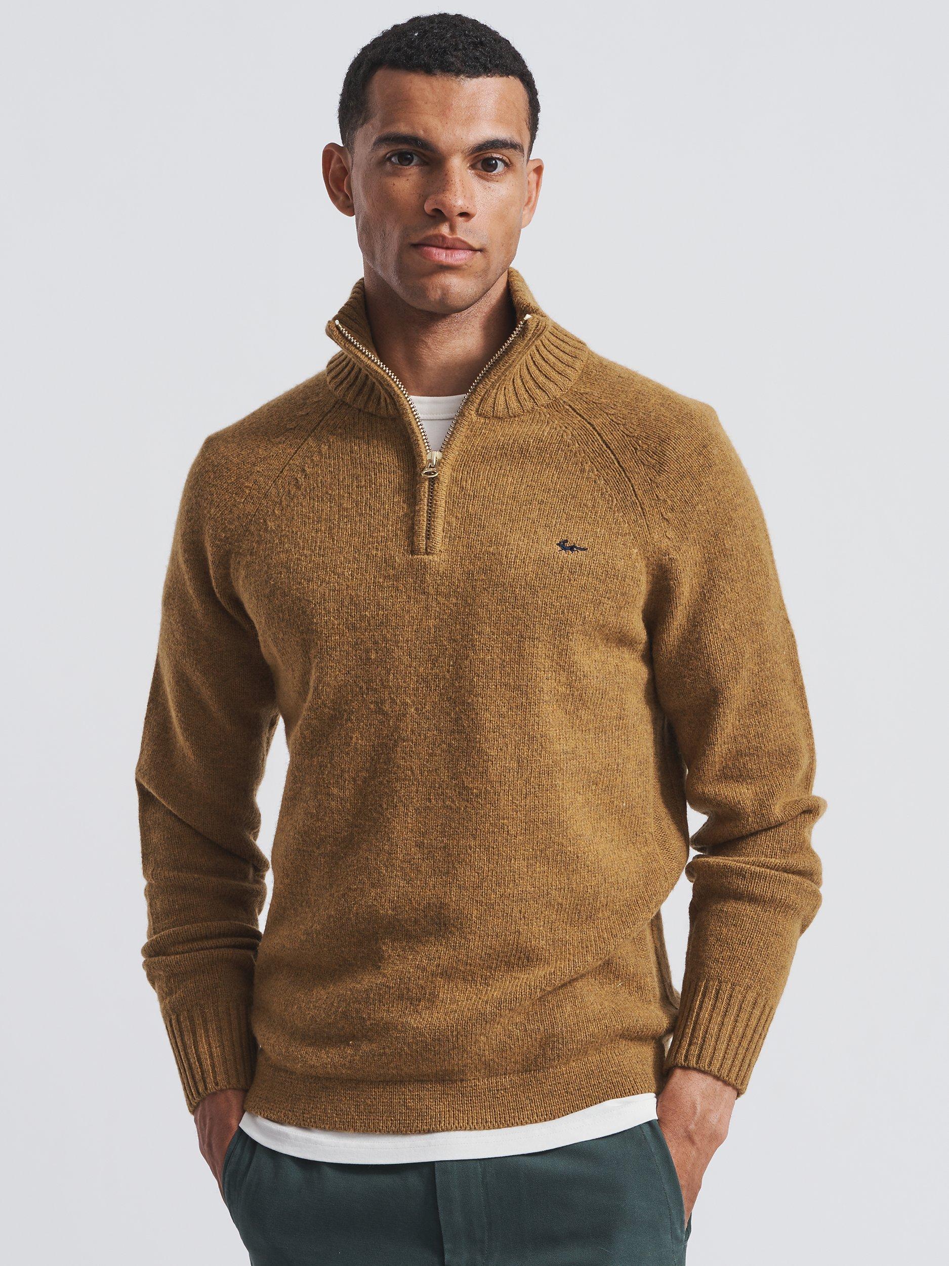 Aubin Farro Zip Neck Wool Blend Jumper, Gold