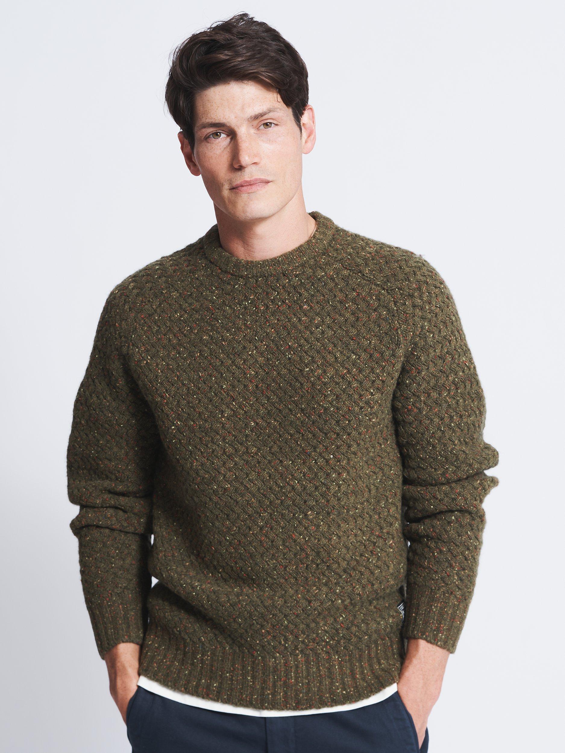 Aubin Abersoch Donegal Crew Jumper, Khaki